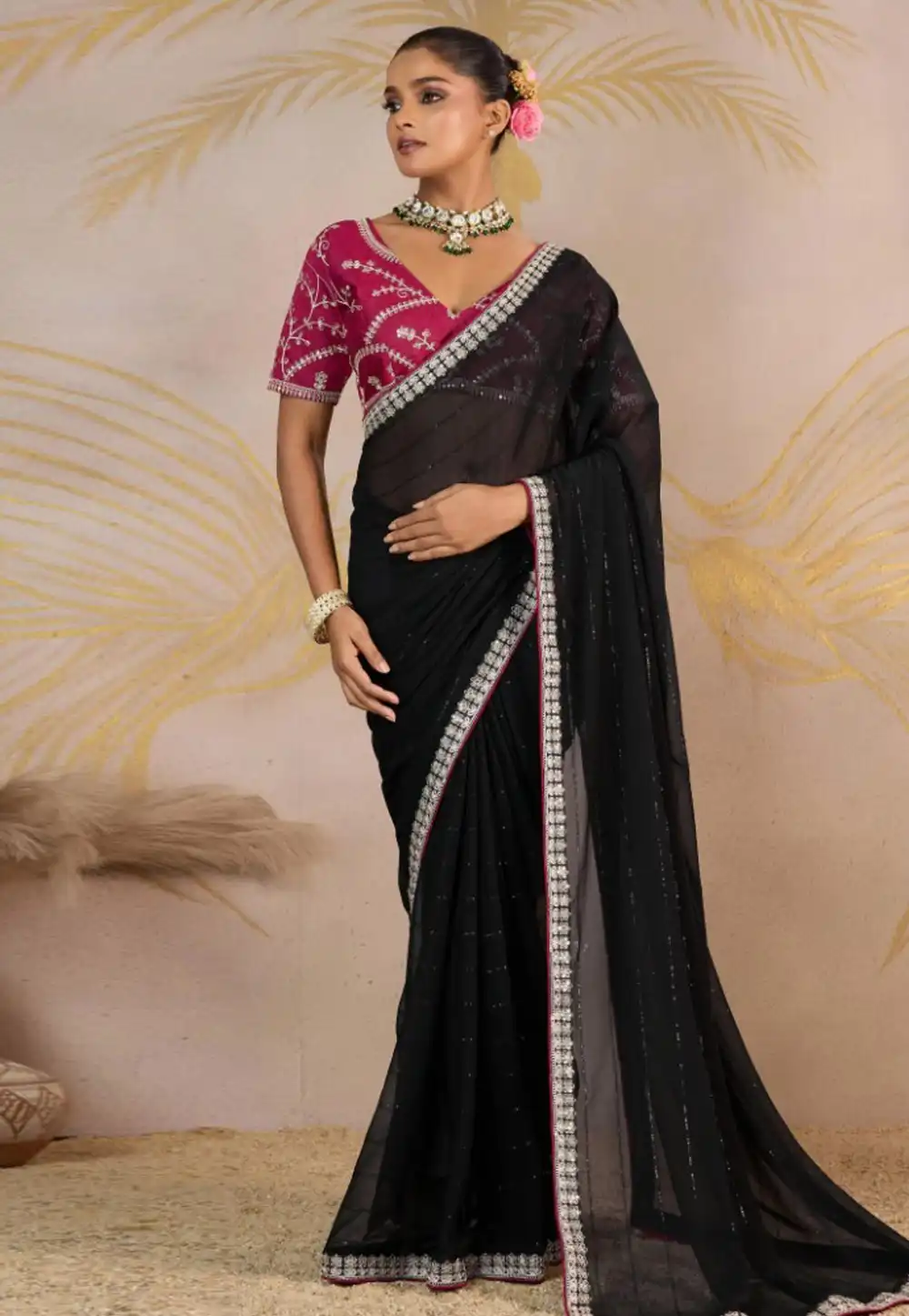 Black Georgette Saree With Blouse 318464
