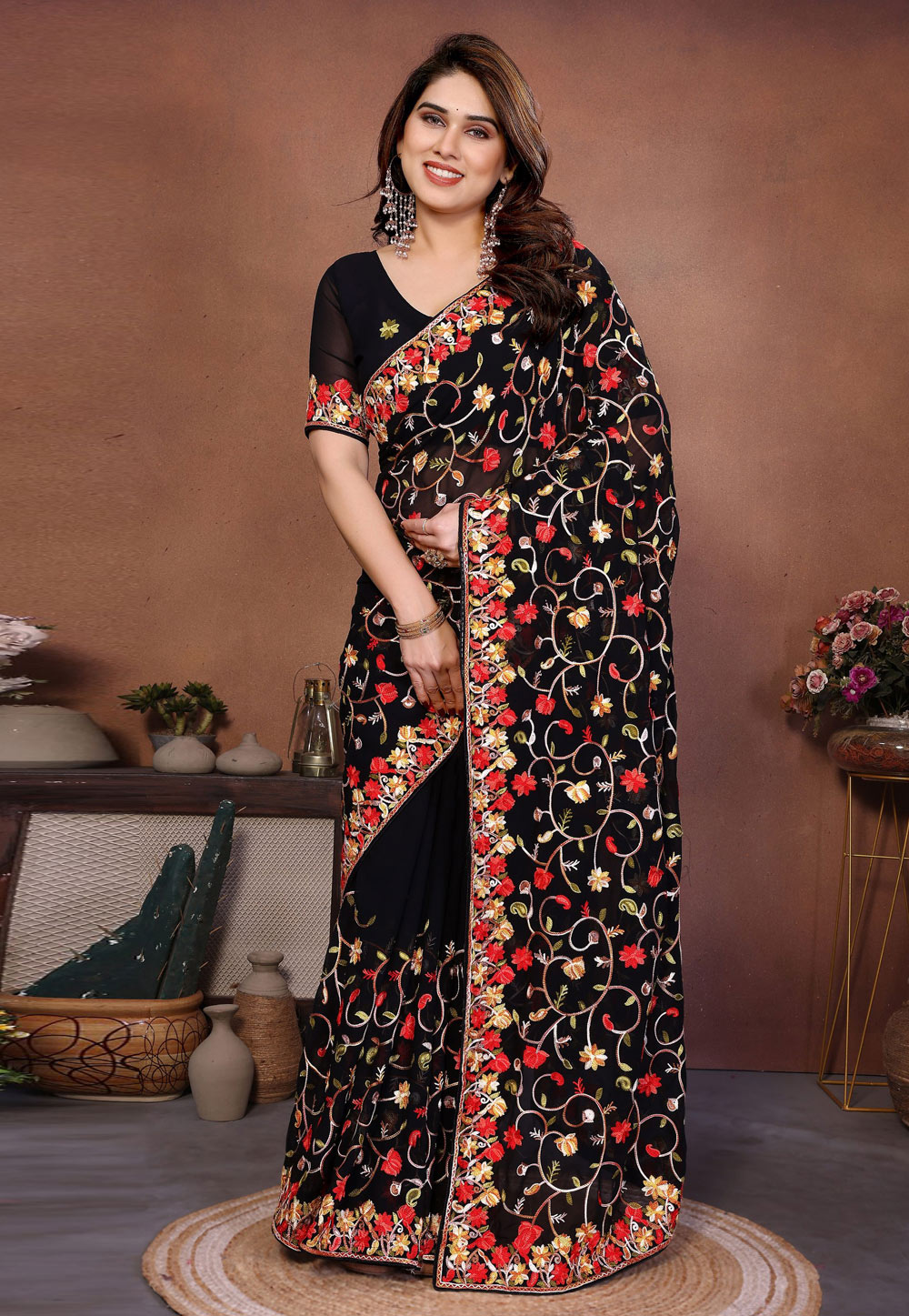 Black Georgette Saree With Blouse 327031