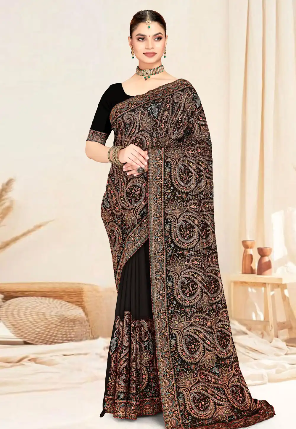 Black Georgette Saree With Blouse 317731