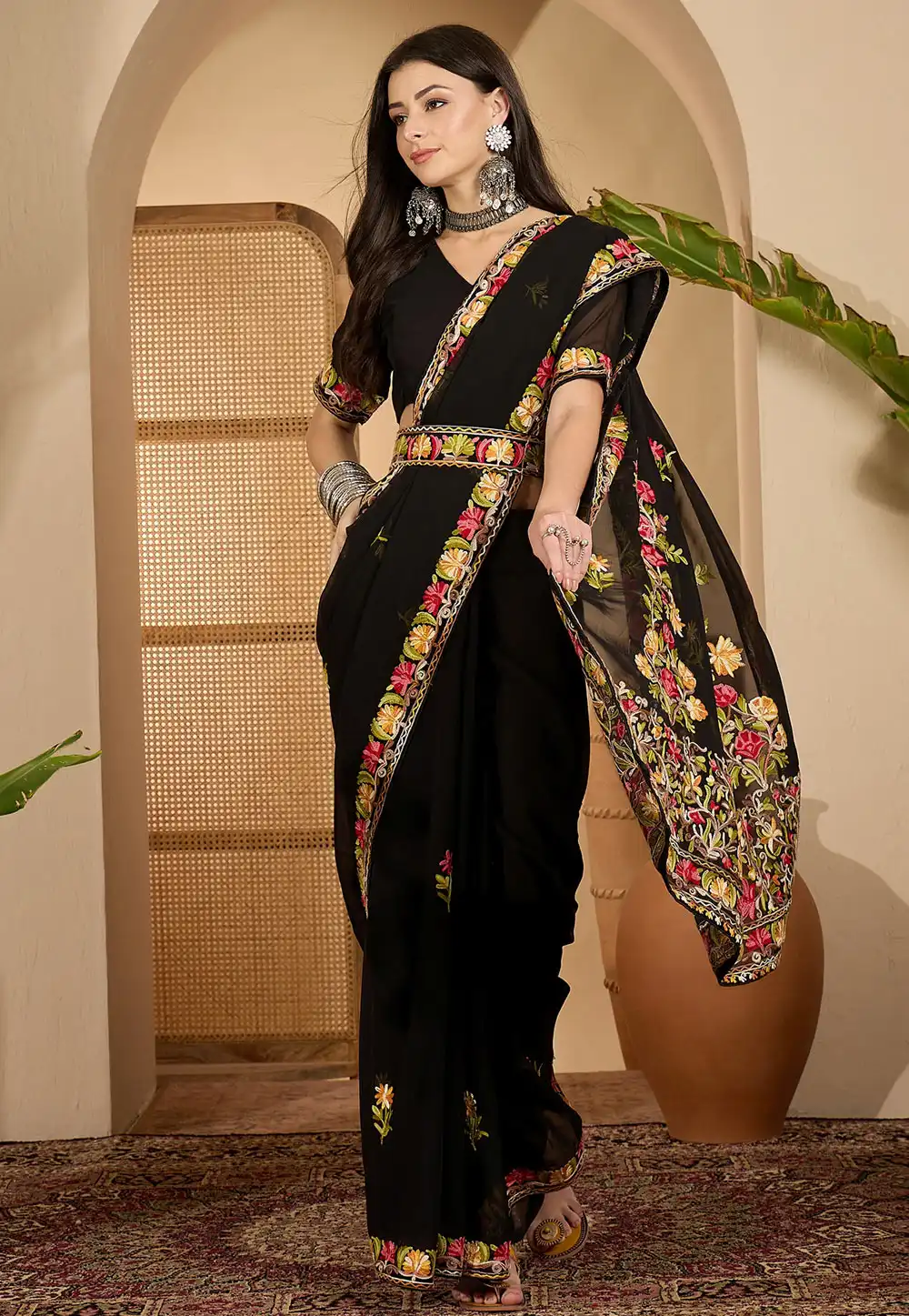 Black Georgette Saree With Blouse 316738