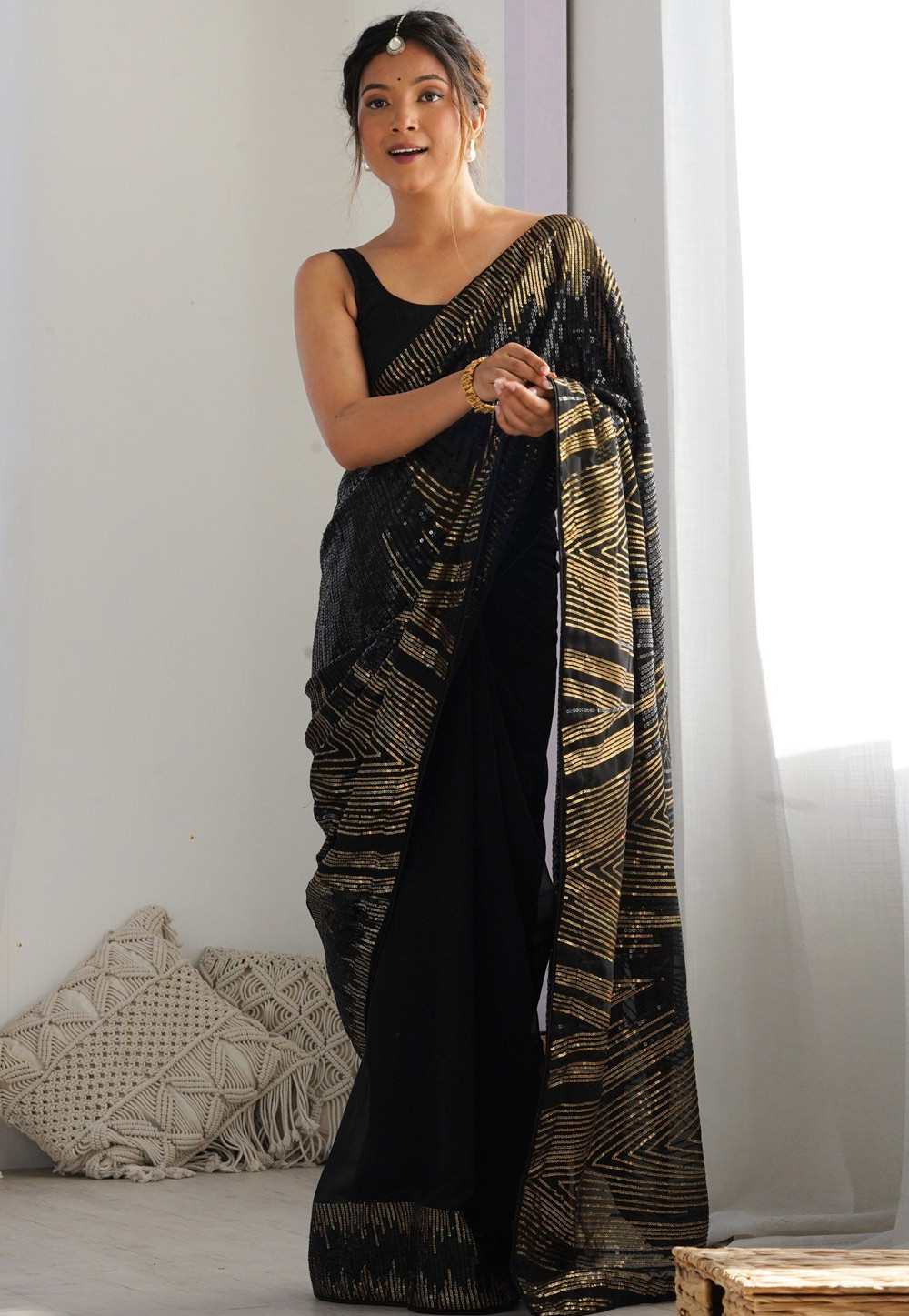 Black Georgette Saree With Blouse 320399