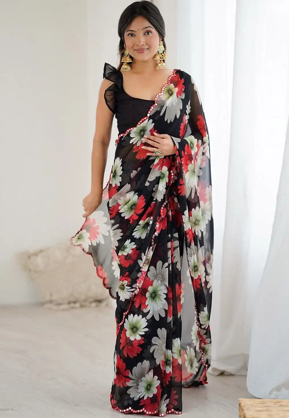 Black Georgette Saree With Blouse 320618
