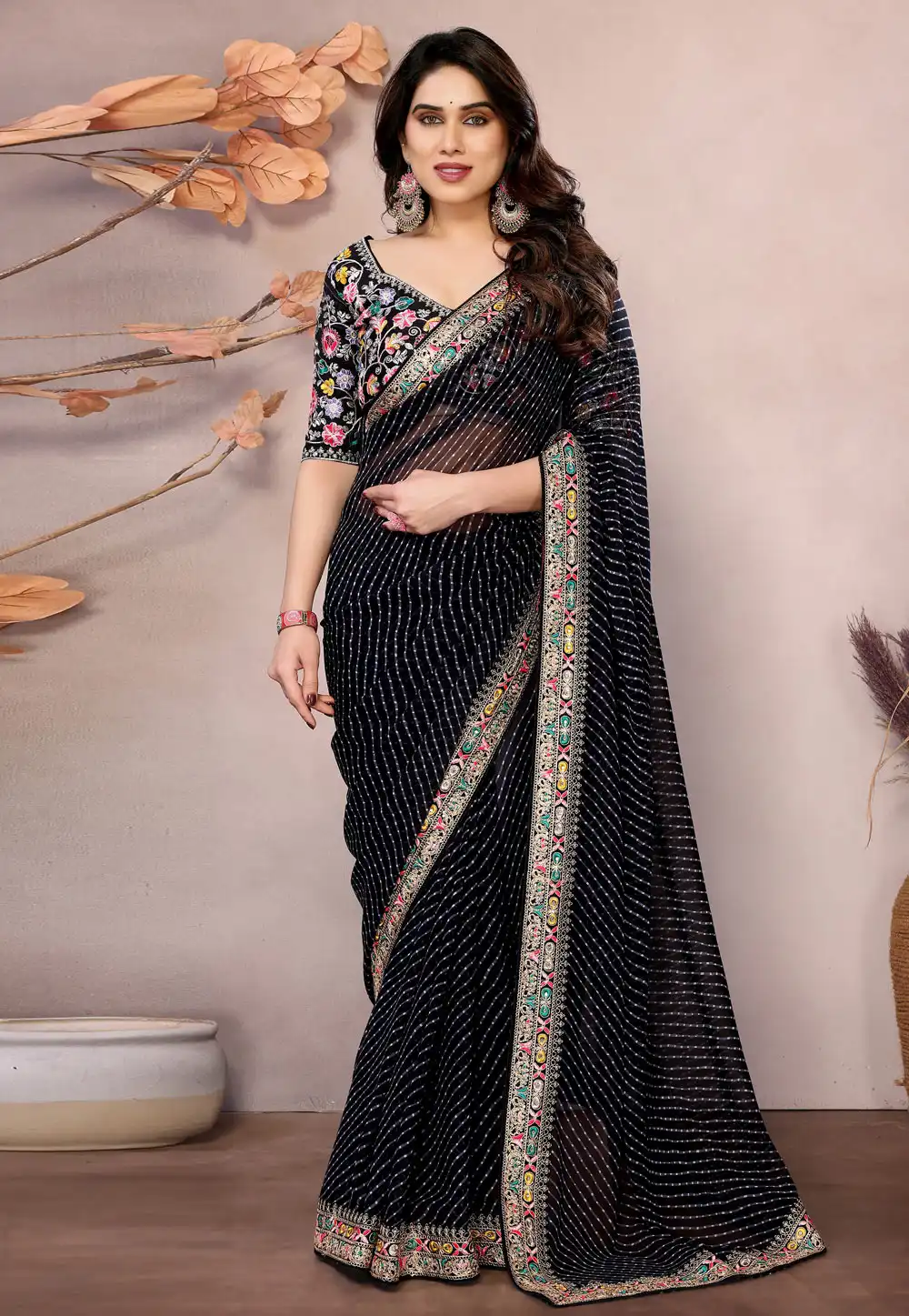 Black Georgette Saree With Blouse 312651