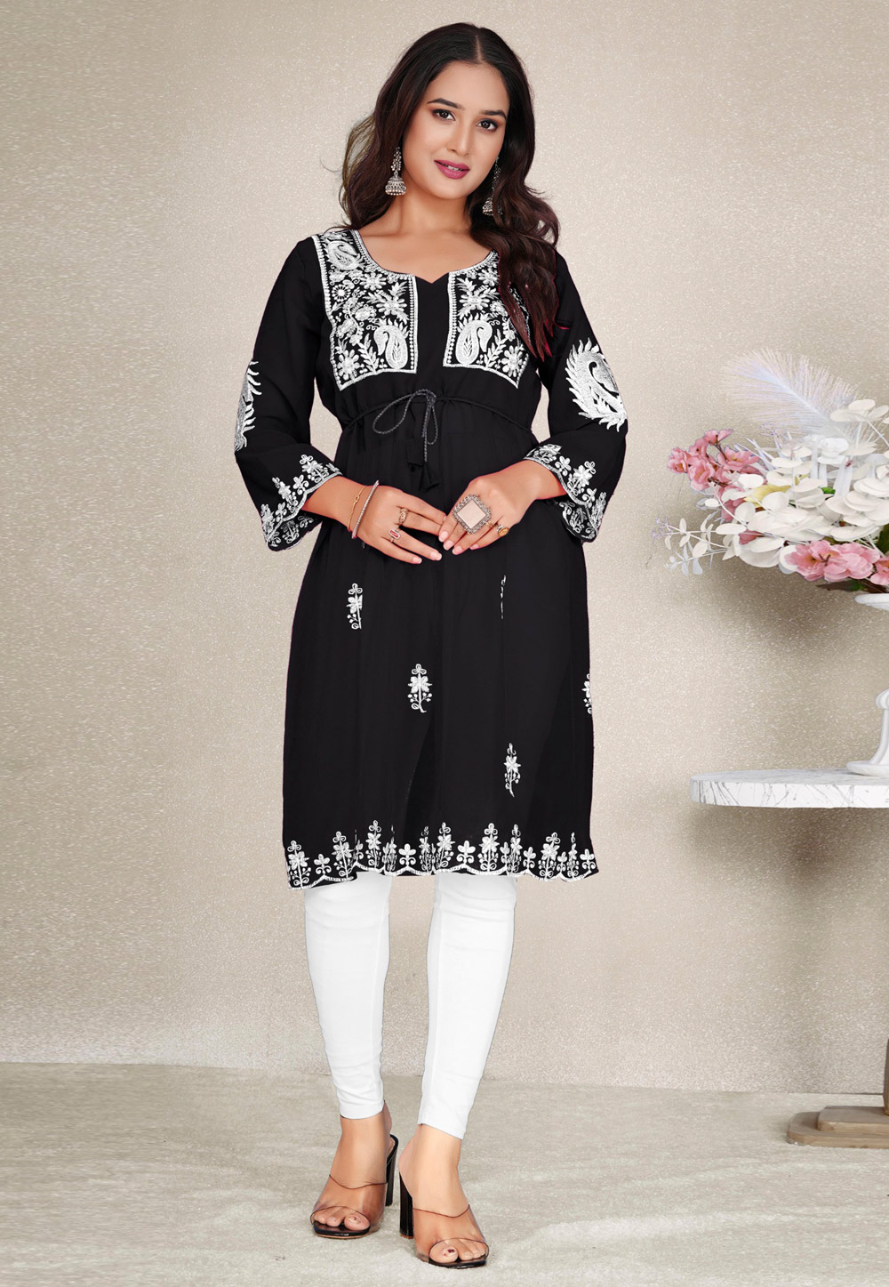 Black Georgette Tunic 324236