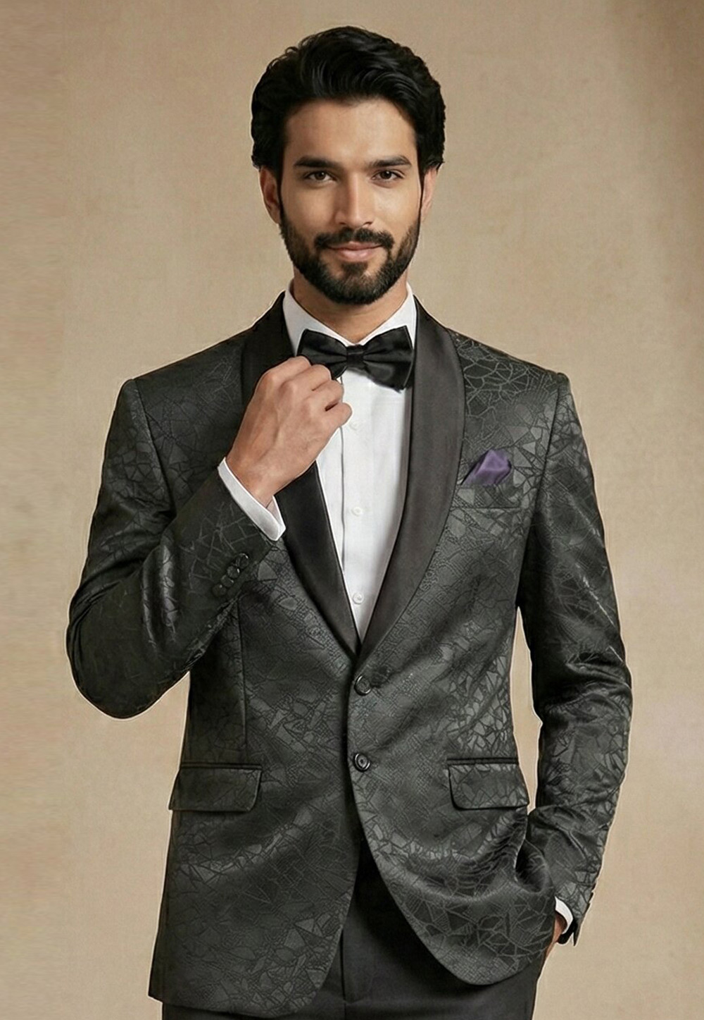 Black Jacquard Readymade Blazer 324304