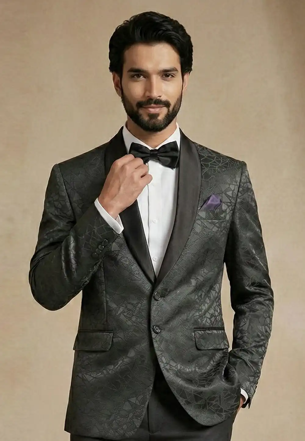 Black Jacquard Readymade Blazer 324304