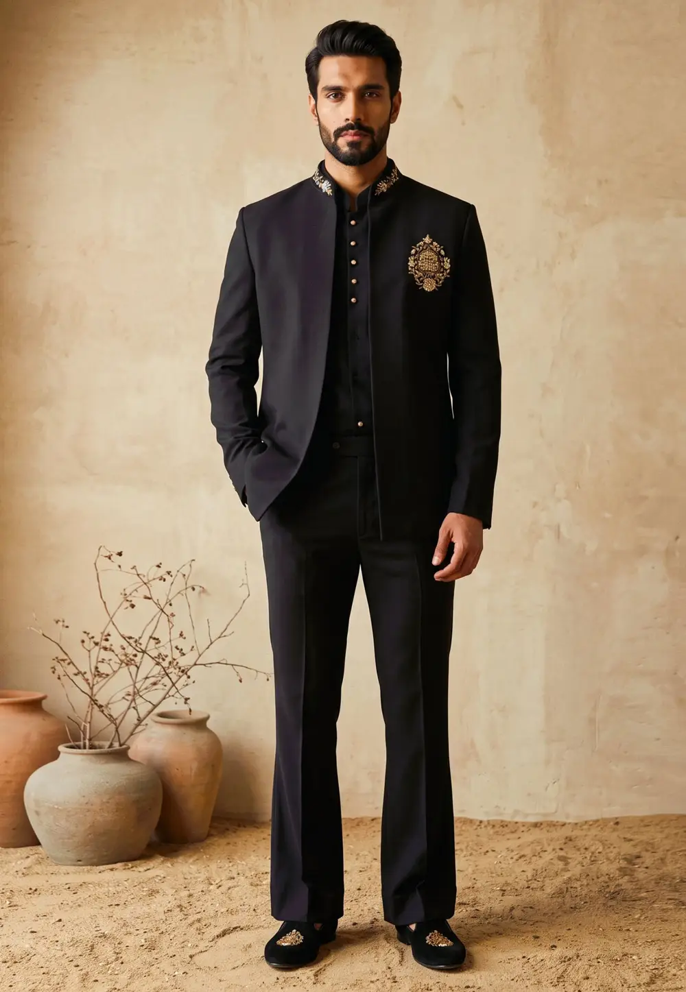 Black Lachka Jodhpuri Suit 337216