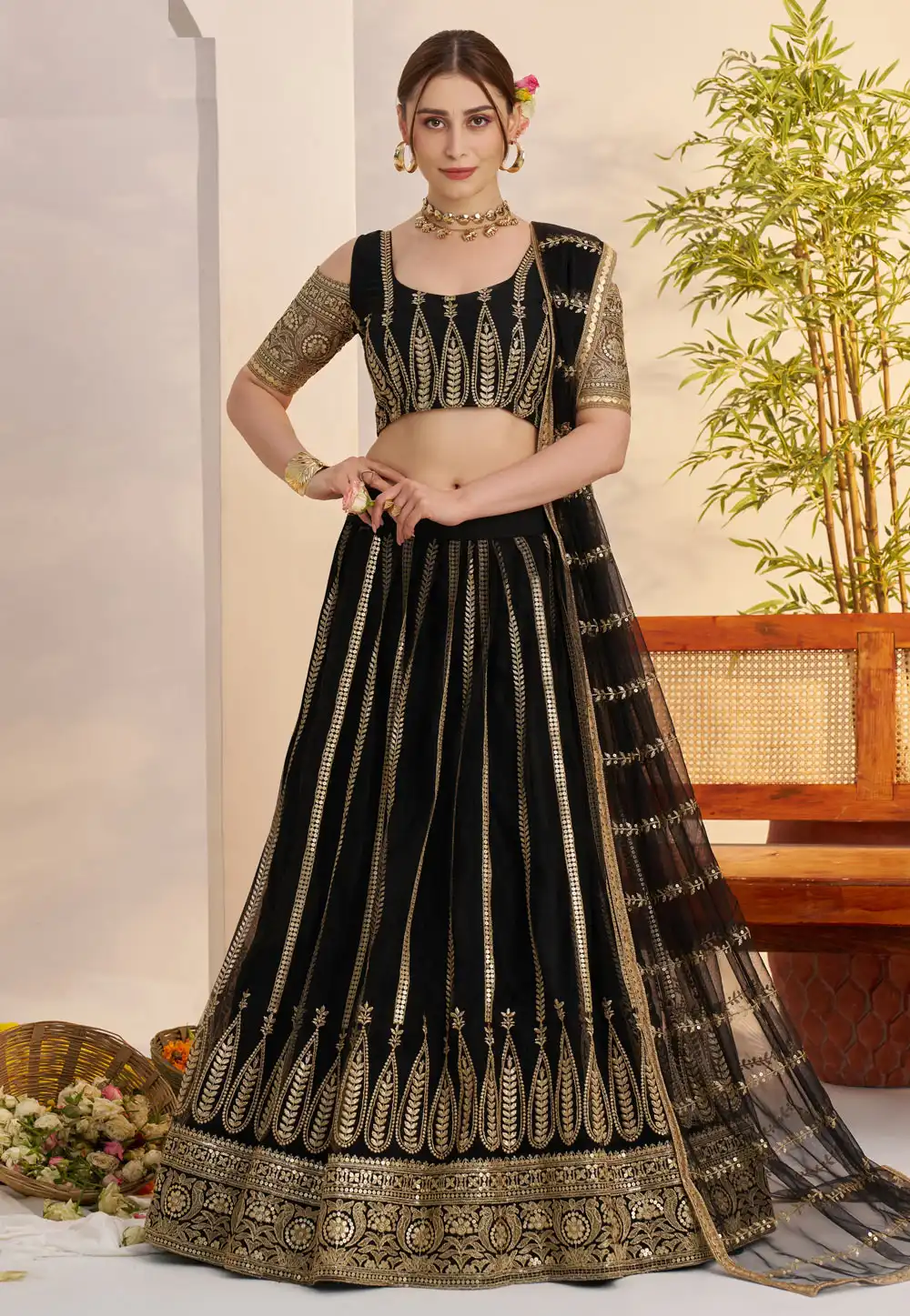 Black Net Lehenga Choli 317328