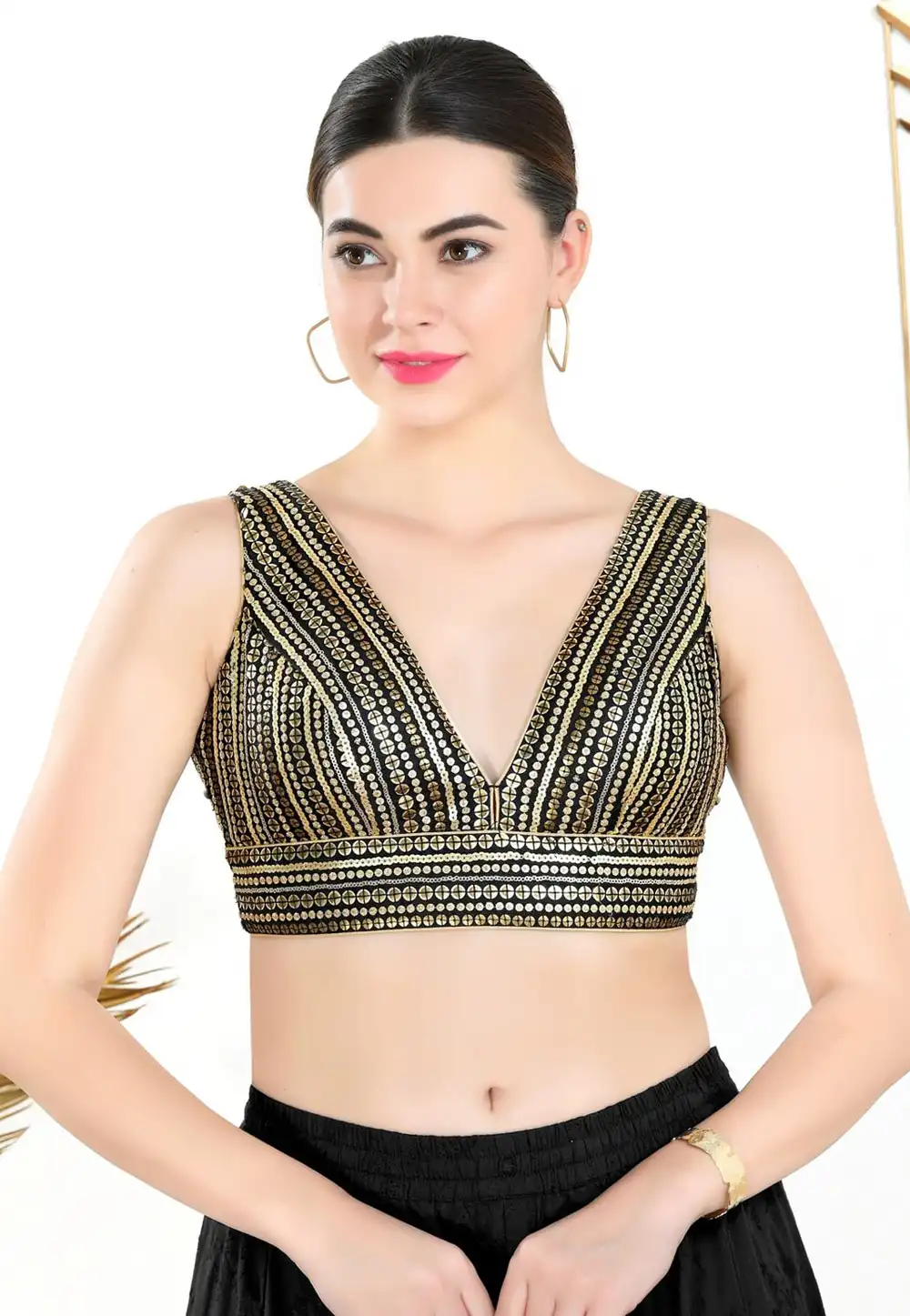 Black Net Readymade Blouse 310661
