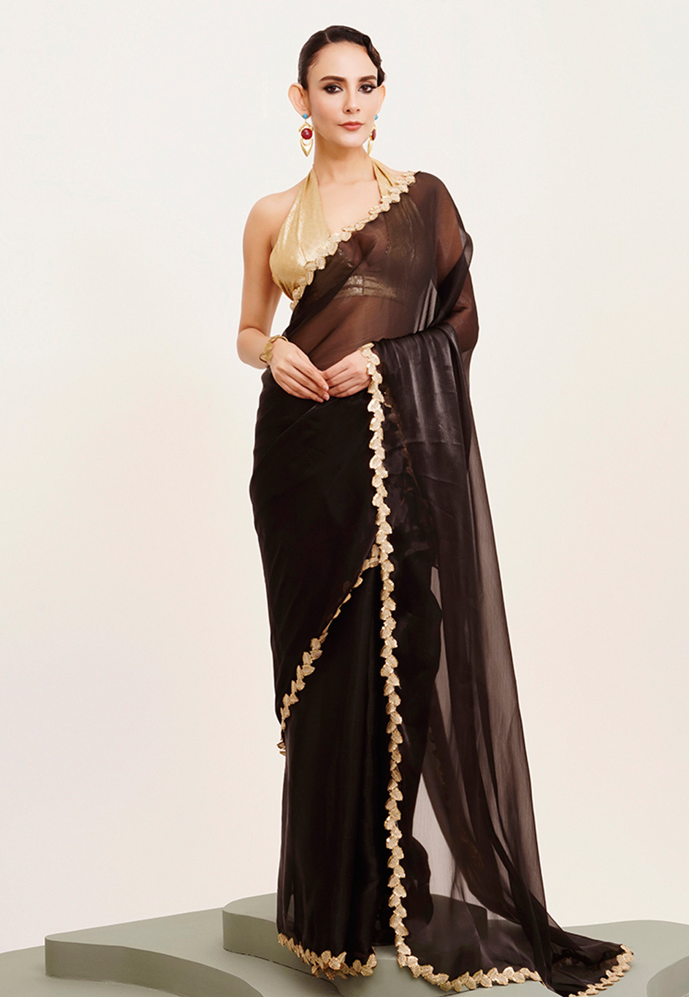 Black Organza Saree With Blouse 312115