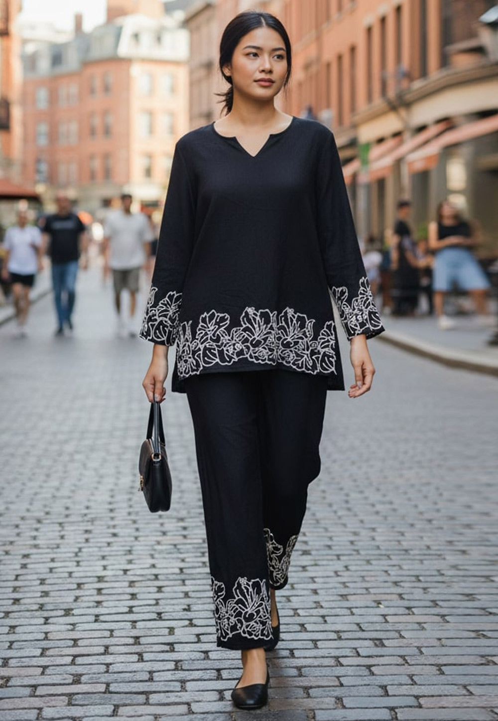 Black Polyester Co-Ords Set 321740