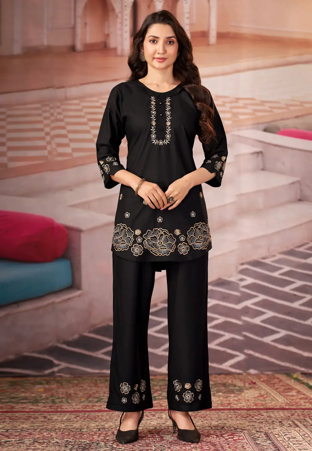 Black Rayon Co-Ords Set 335014