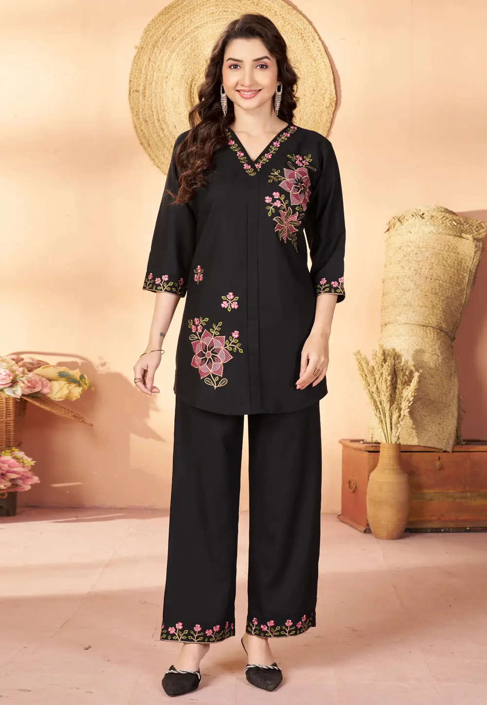 Black Rayon Co-Ords Set 335019