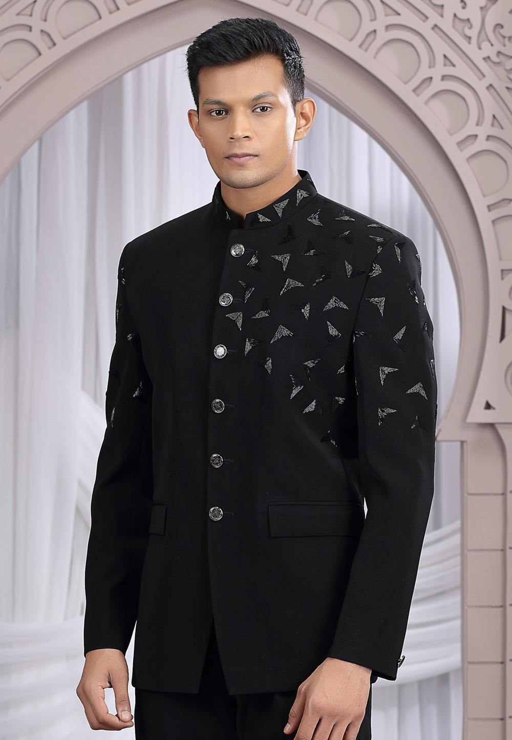 Black Rayon Jodhpuri Suit 319129