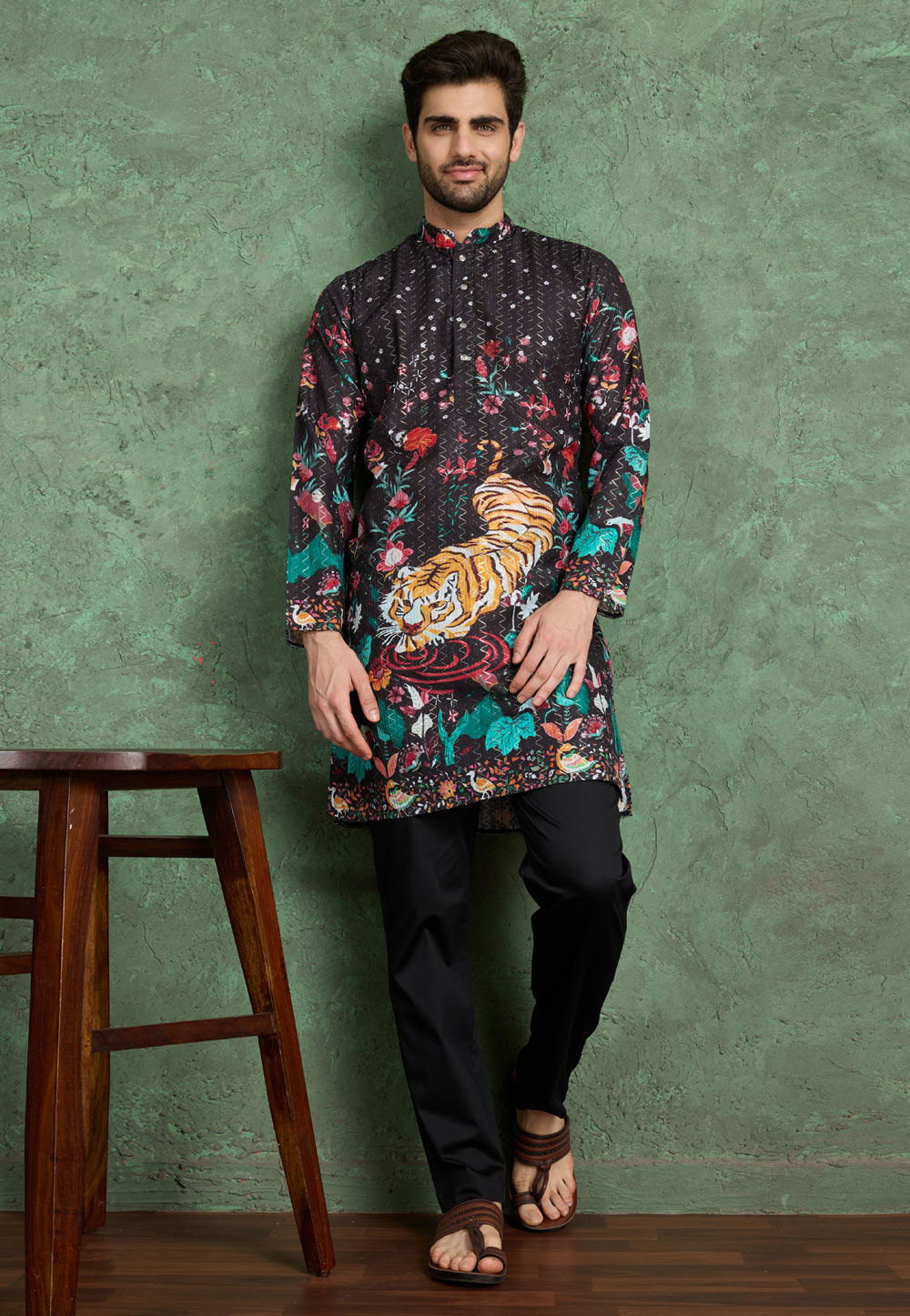 Black Rayon Kurta Pajama 311422