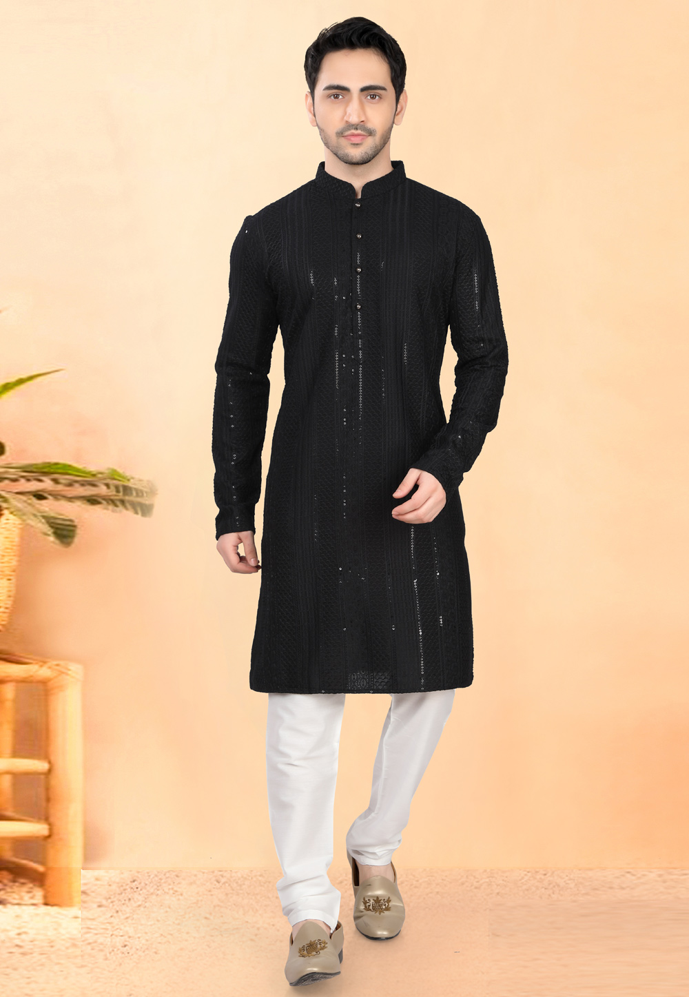 Black Rayon Kurta Pajama 307936