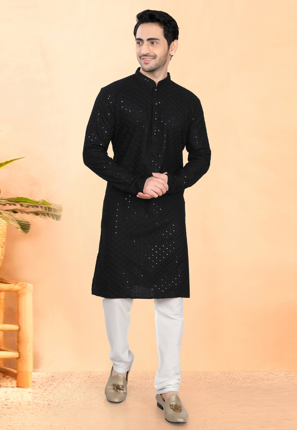Black Rayon Kurta Pajama 307938