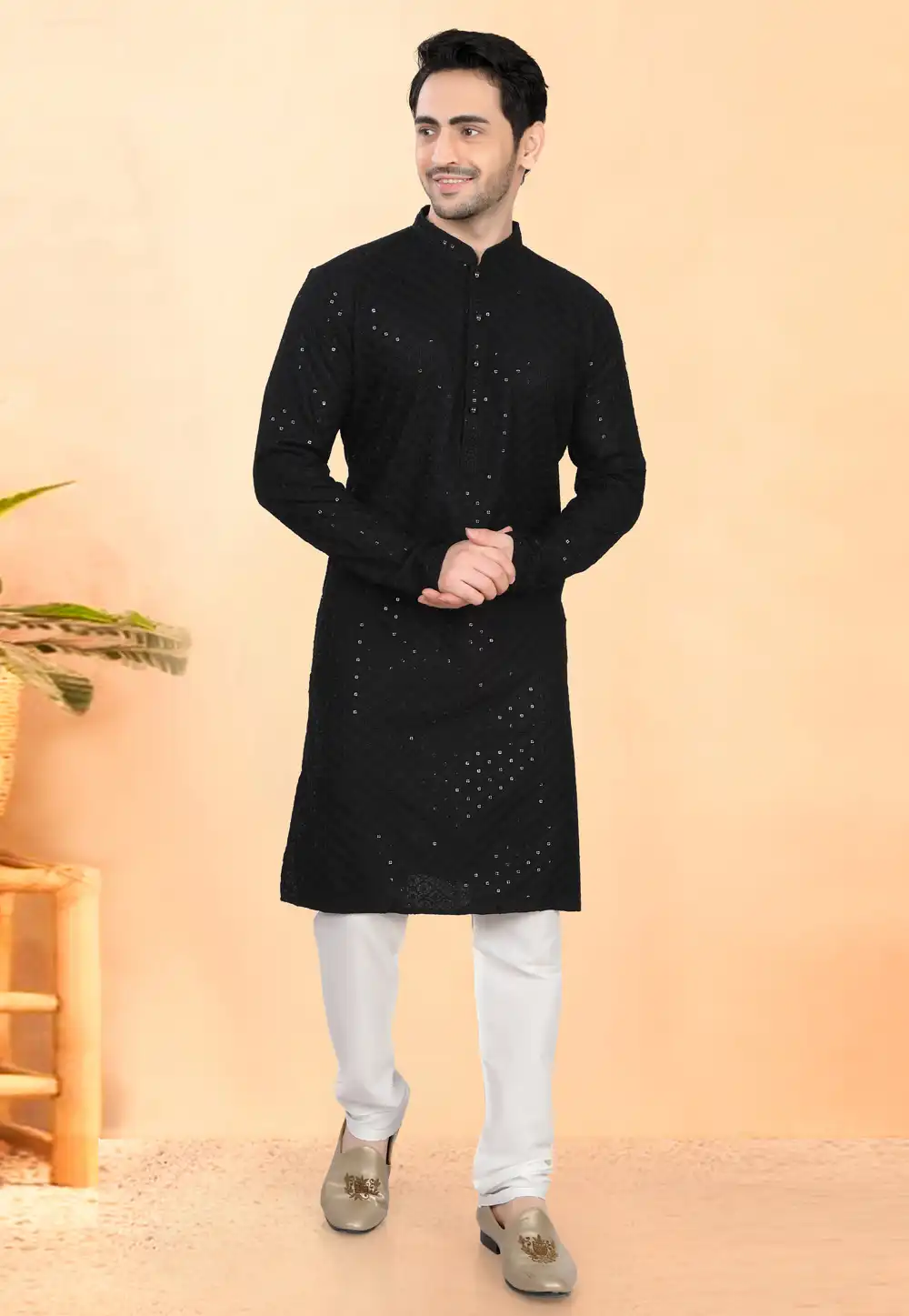 Black Rayon Kurta Pajama 307938