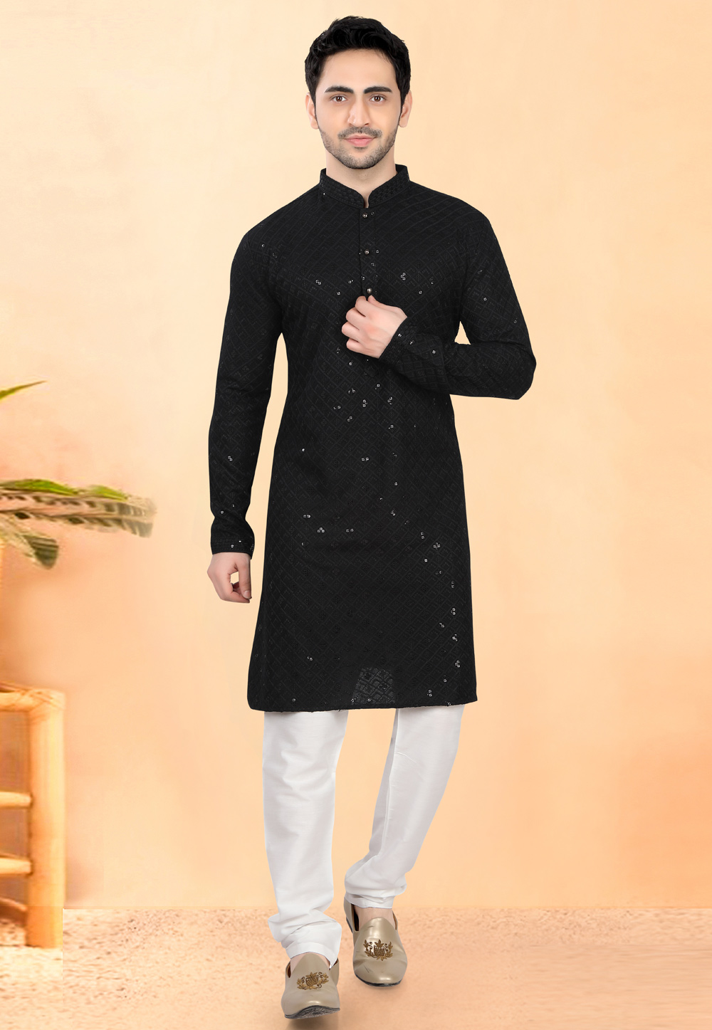 Black Rayon Kurta Pajama 307946