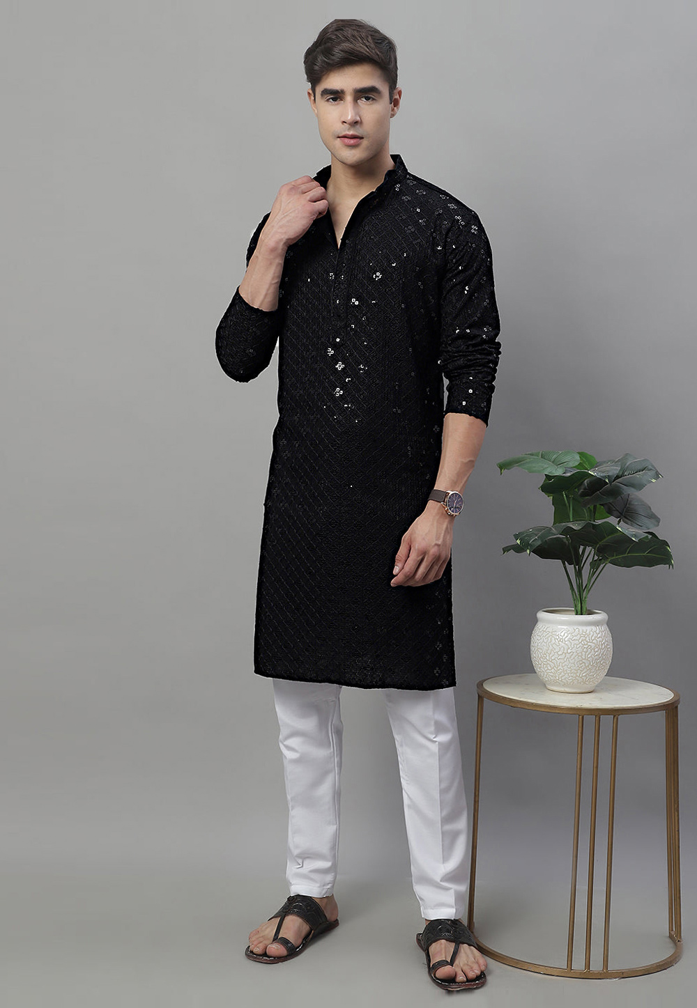 Black Rayon Kurta Pajama 281694