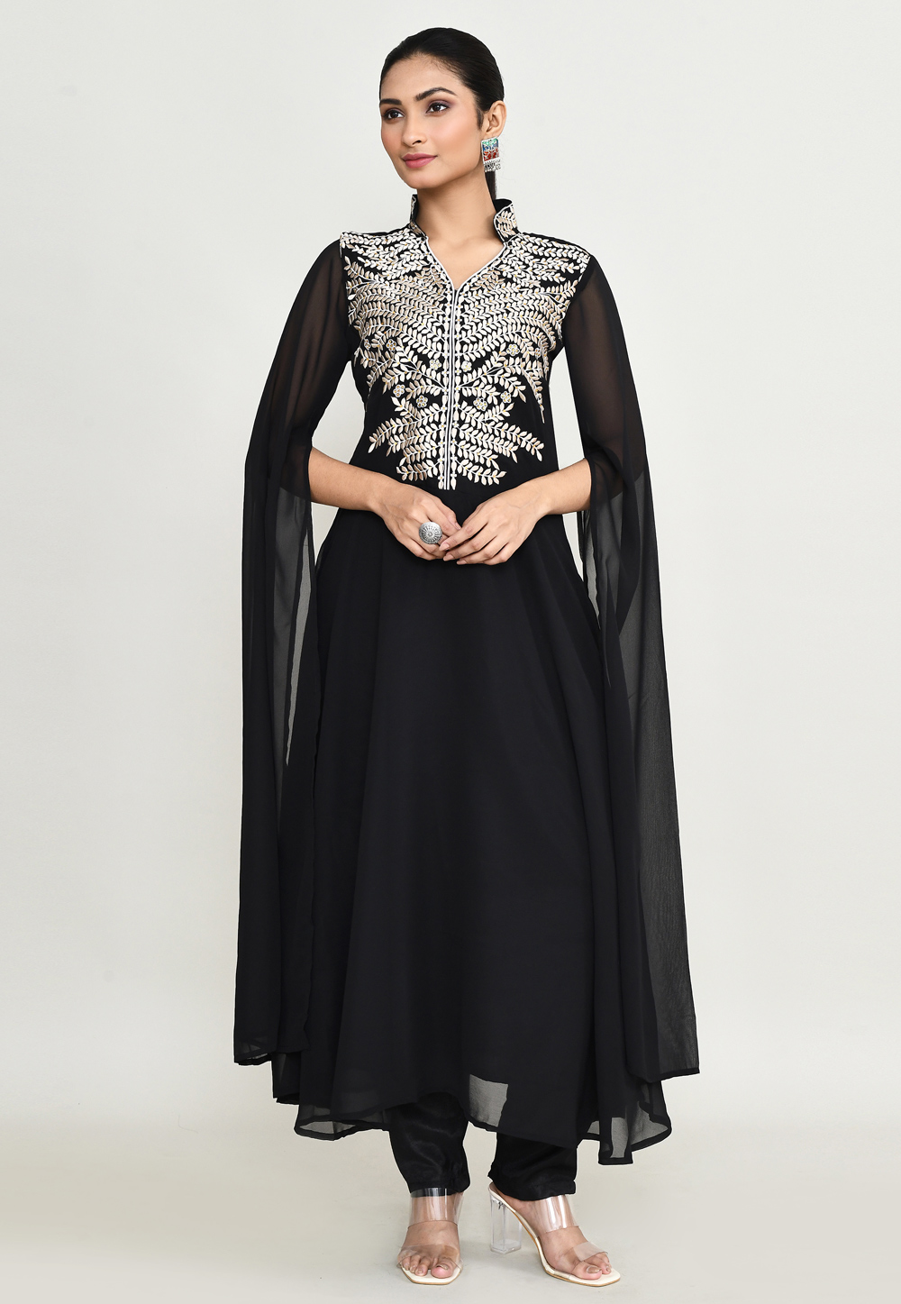 Black Rayon Kurta Set 305296