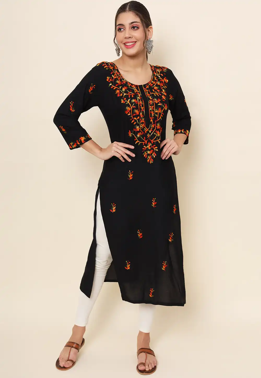 Black Rayon Long Tunic 288036