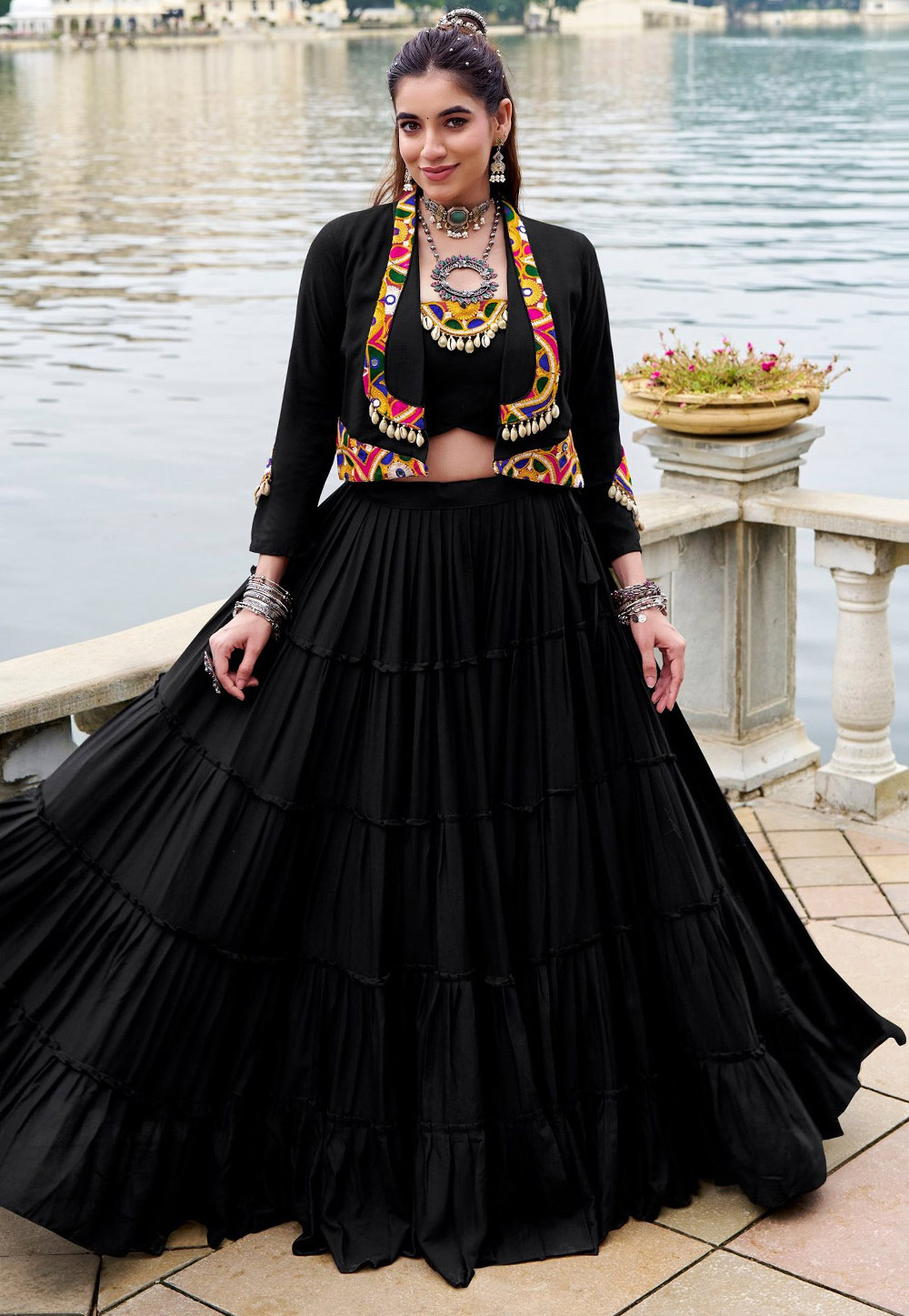 Black Rayon Navratri Chaniya Choli 330397