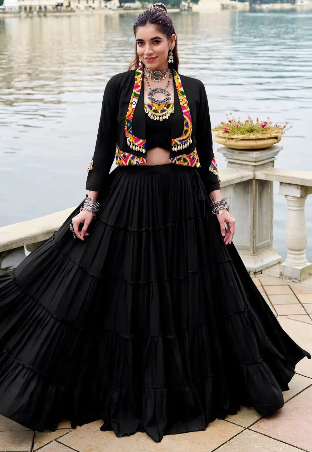 Black Rayon Navratri Chaniya Choli 330397