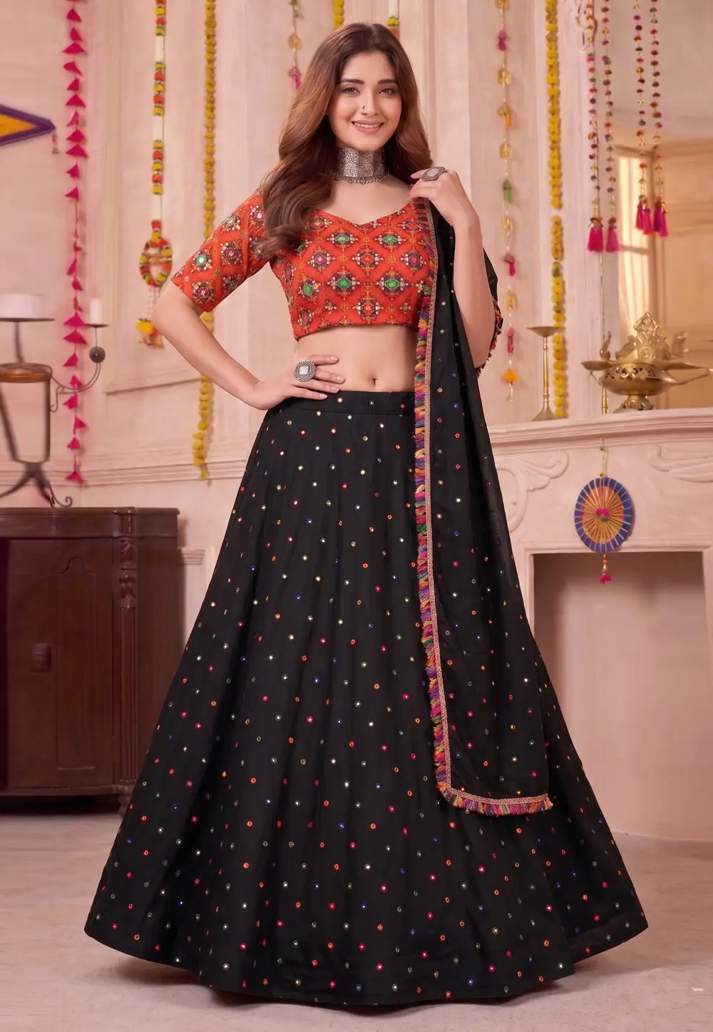 Black Rayon Navratri Chaniya Choli 333953
