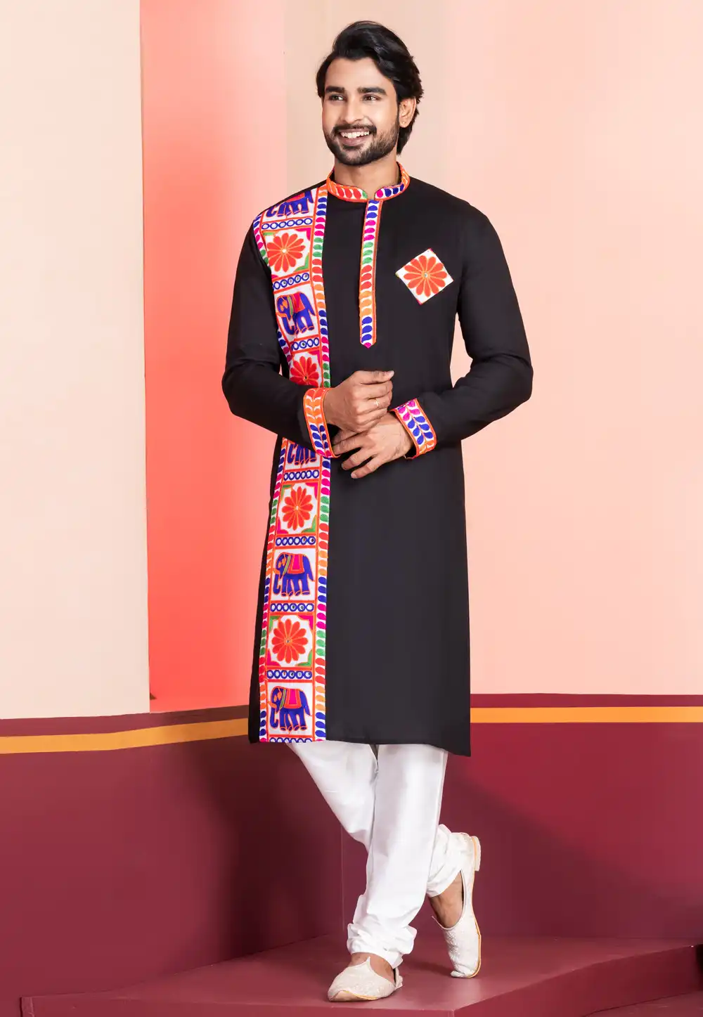 Black Rayon Navratri Kurta Pajama 315573