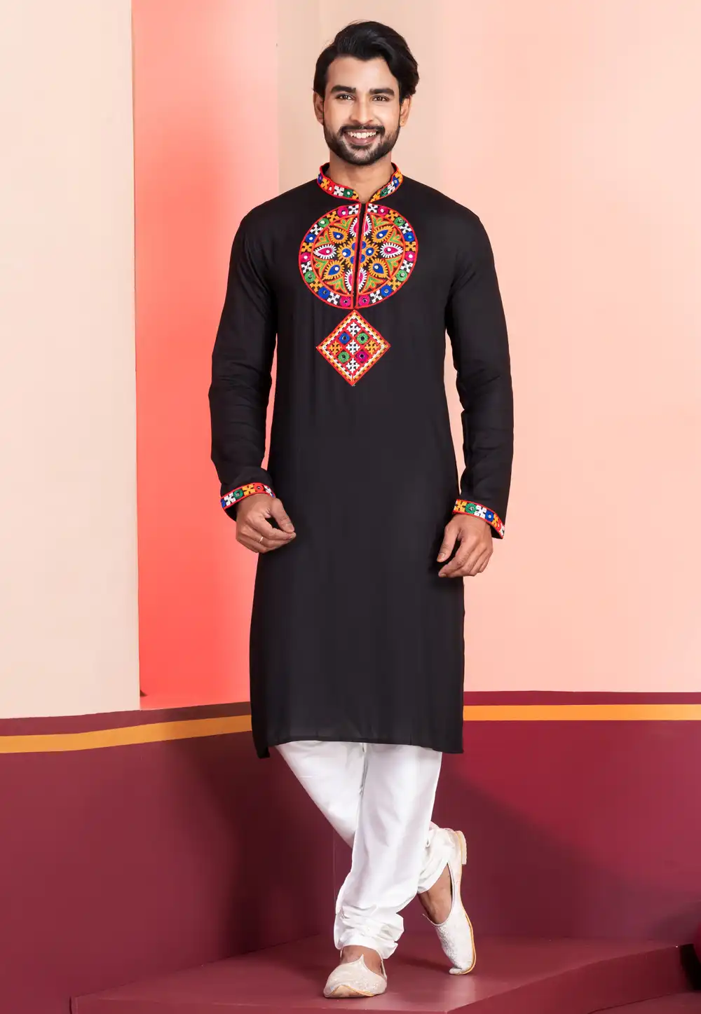 Black Rayon Navratri Kurta Pajama 315586