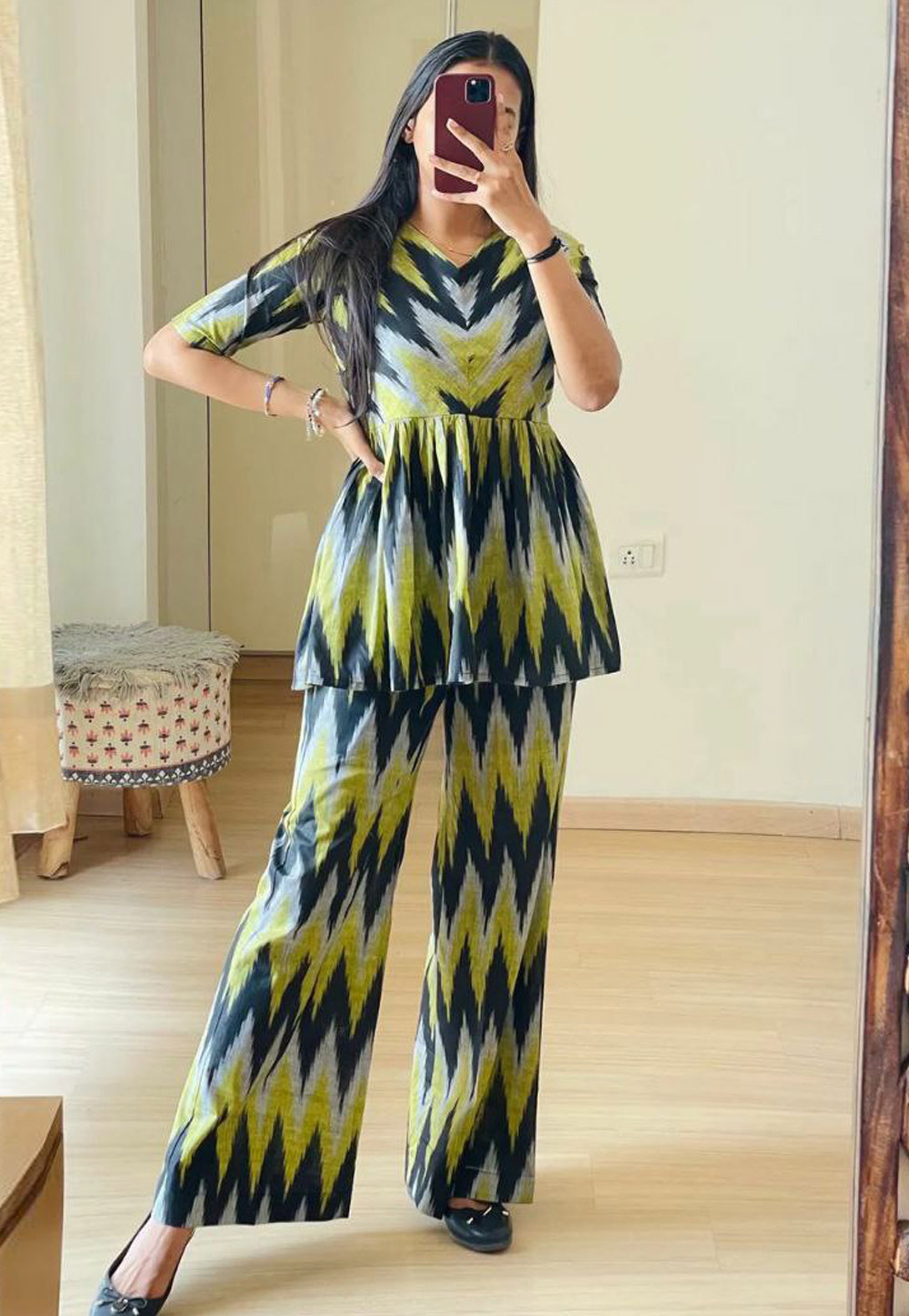 Black Rayon Printed Co-Ords Set 321940