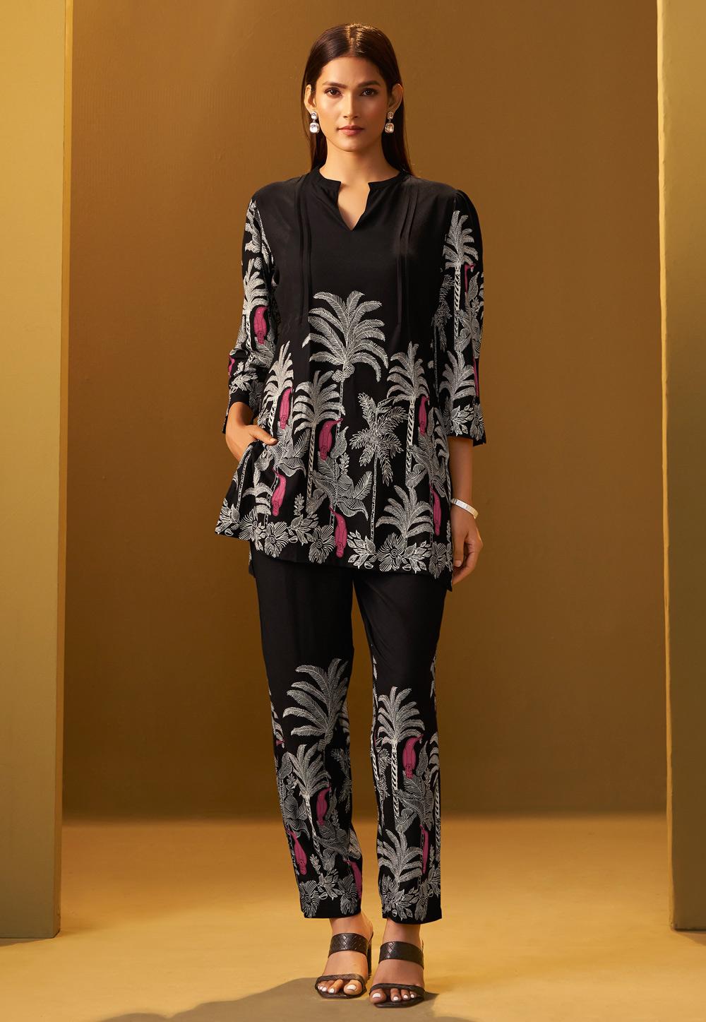 Black Rayon Printed Co-Ords Set 322680