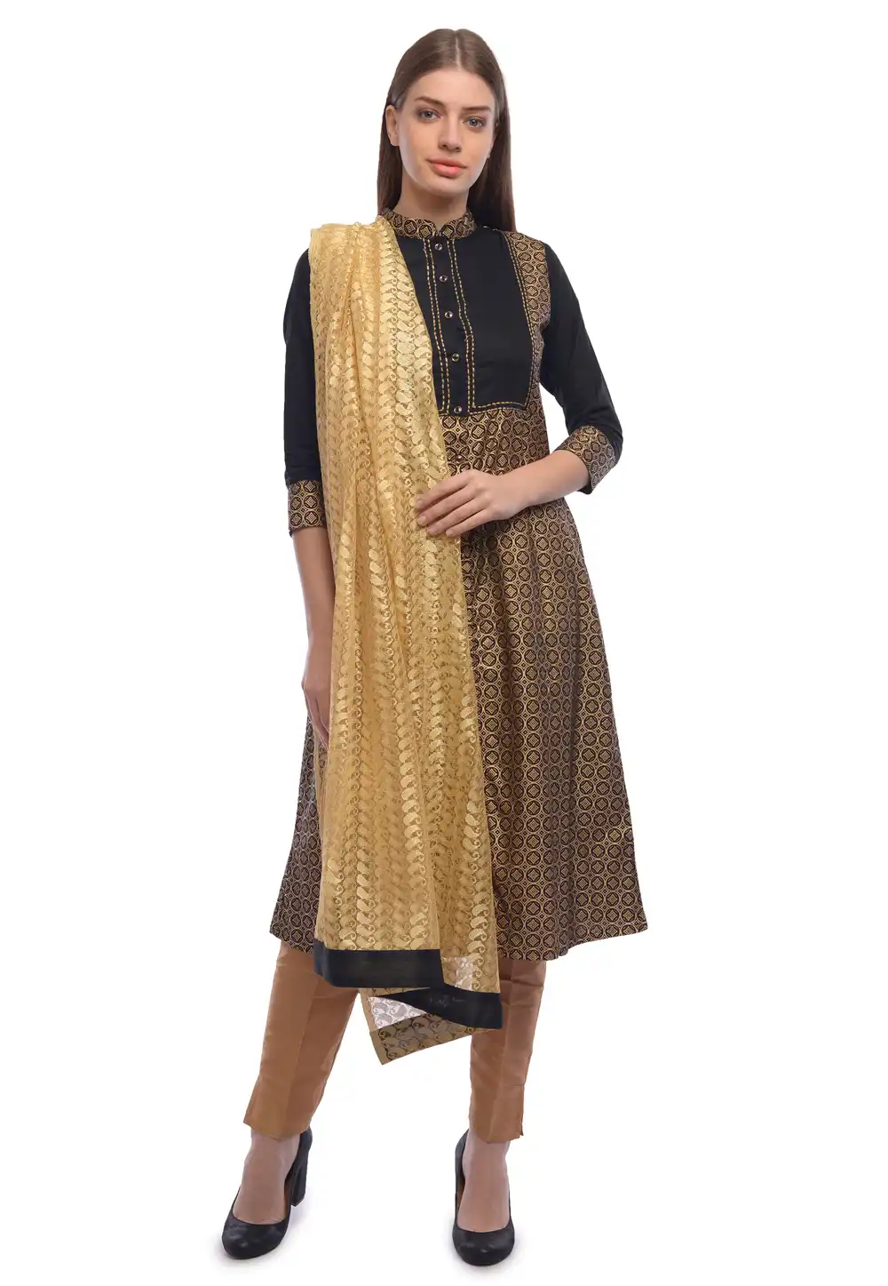 Black Rayon Readymade Pakistani Suit 322161