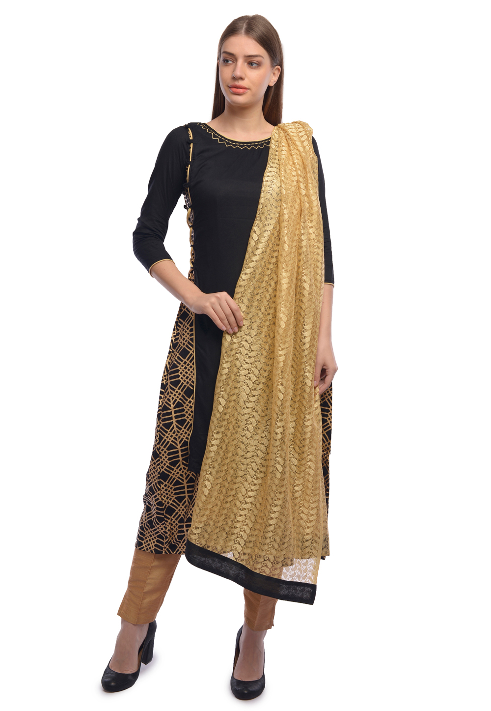 Black Rayon Readymade Pant Style Suit 322156