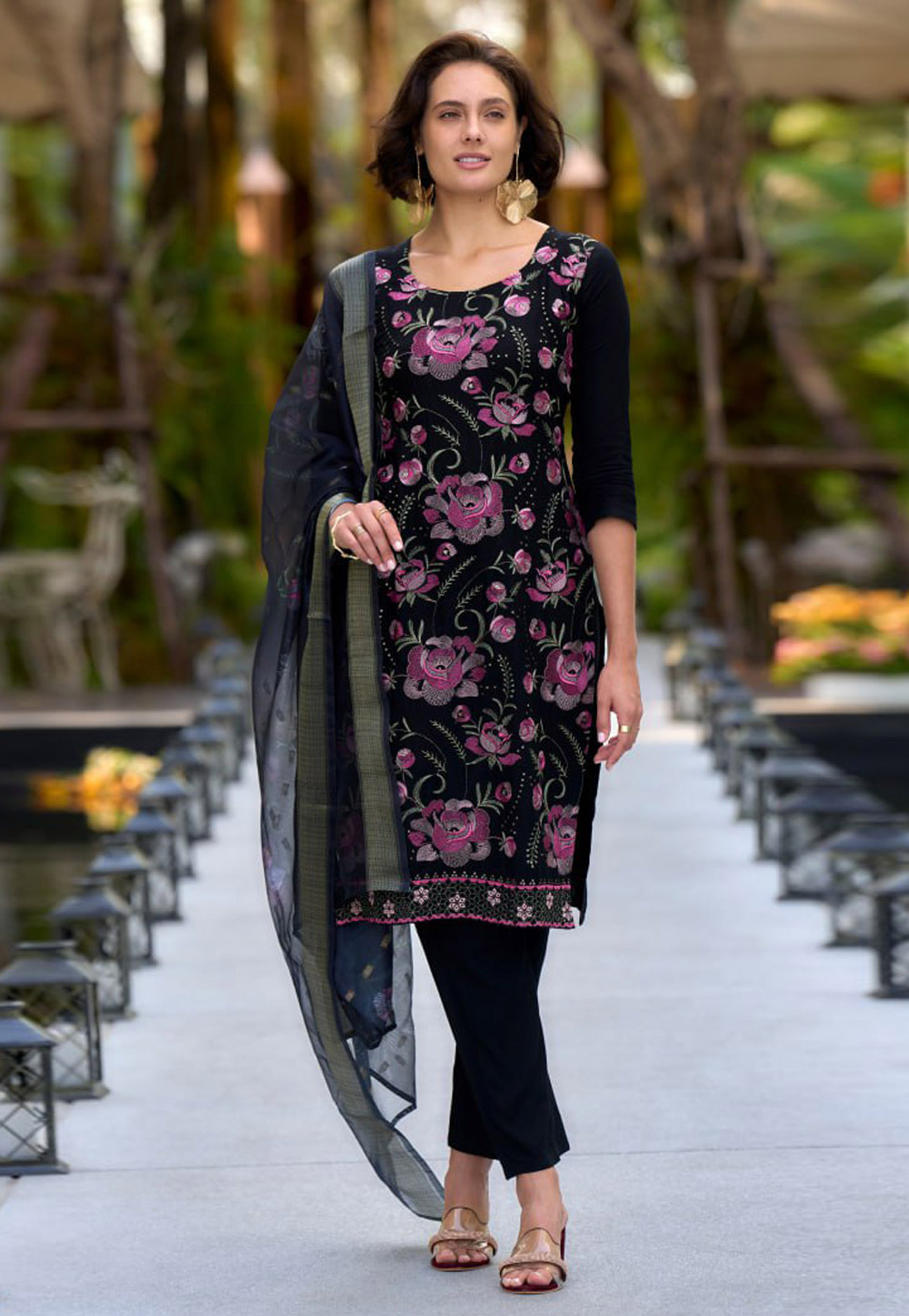 Black Rayon Readymade Pant Style Suit 311998