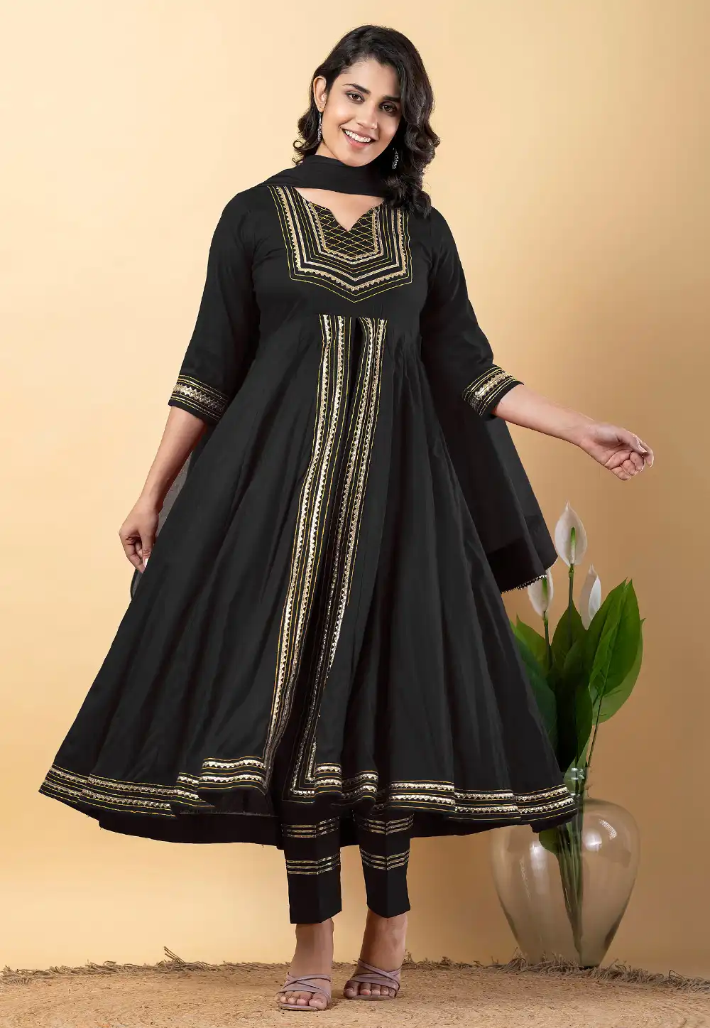 Black Rayon Readymade Pant Style Suit 309285