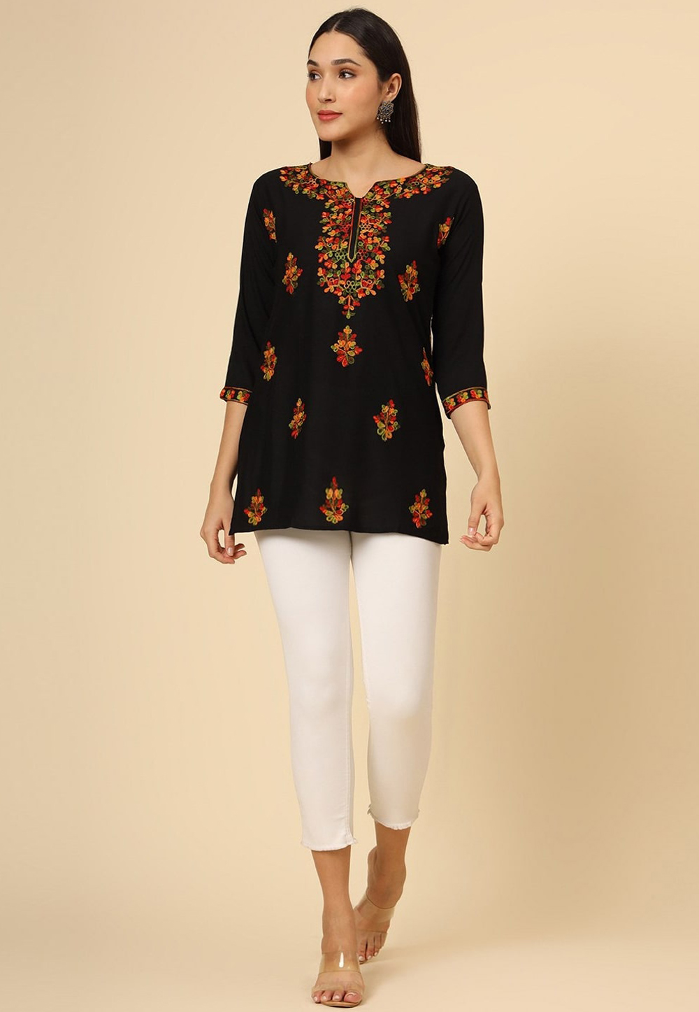 Black Rayon Short Kurti for Women 312613