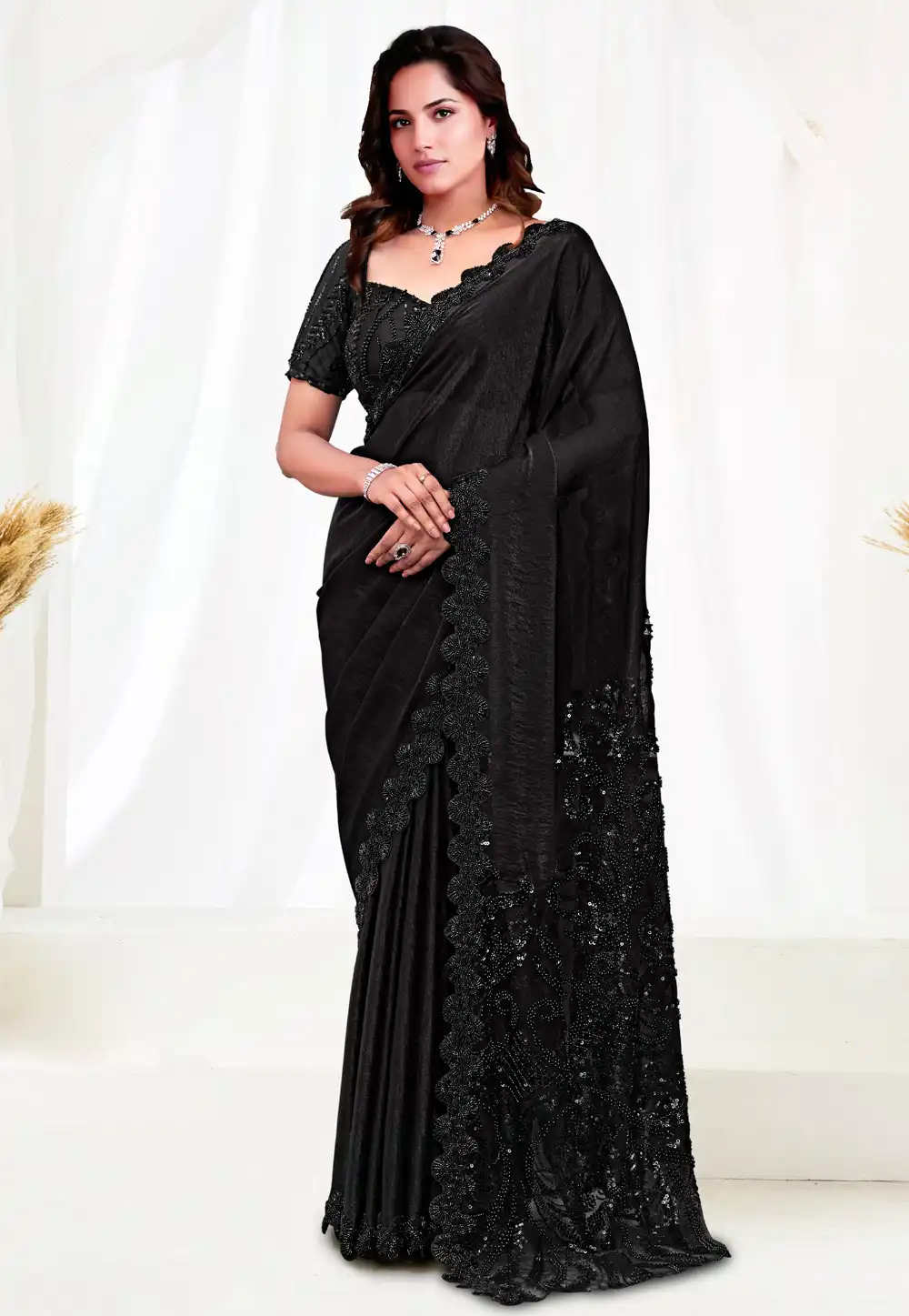 Black Saree With Blouse 326860