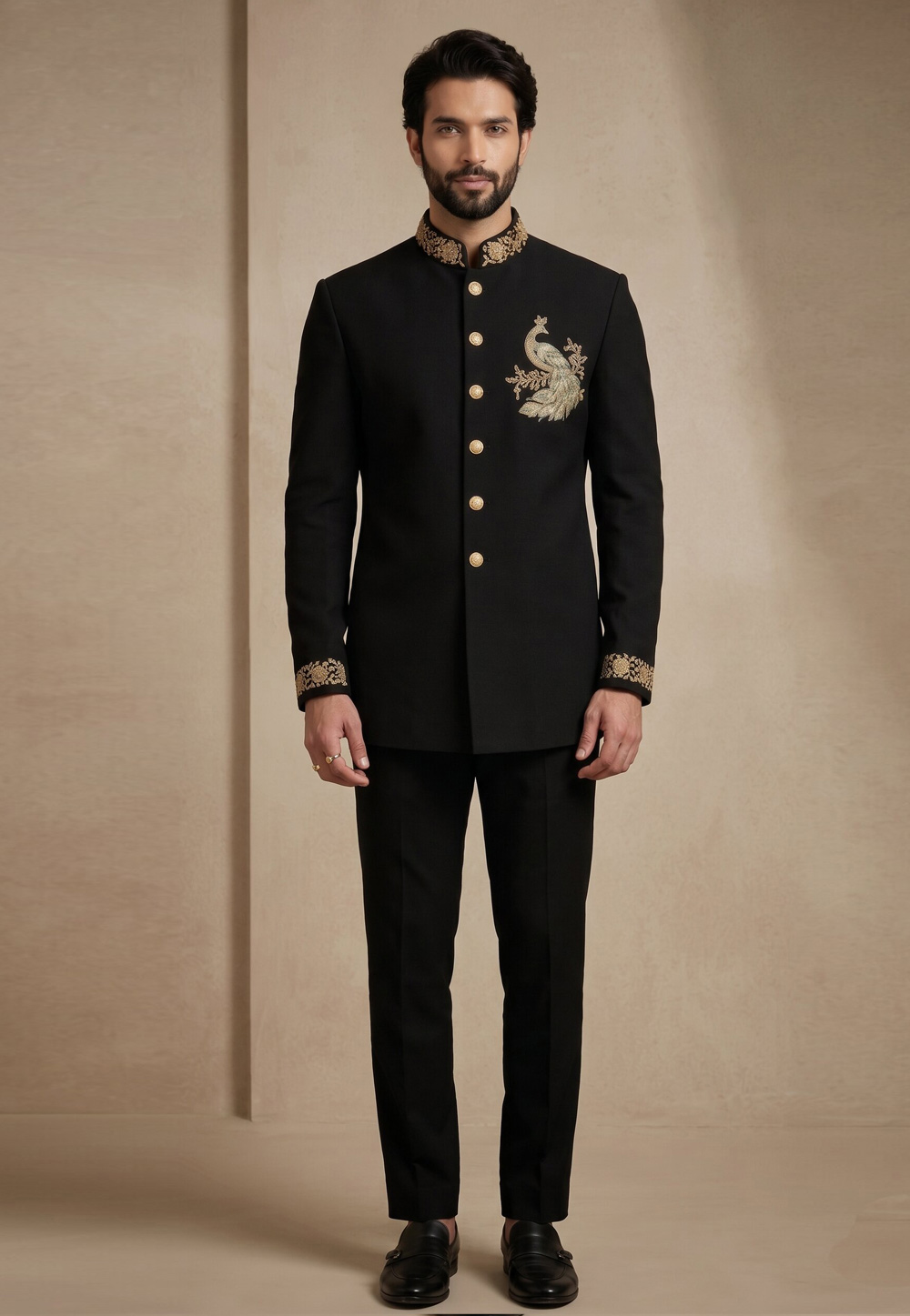 Black Satin Jodhpuri Suit 327872