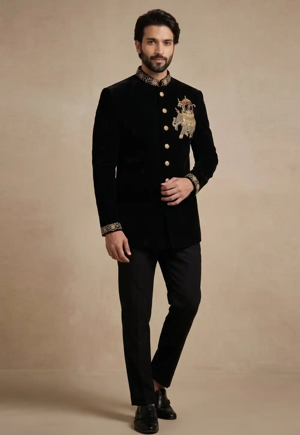 Black Satin Jodhpuri Suit 327874