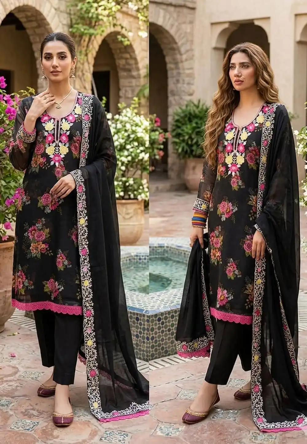 Black Shimmer Pakistani Suit 330614