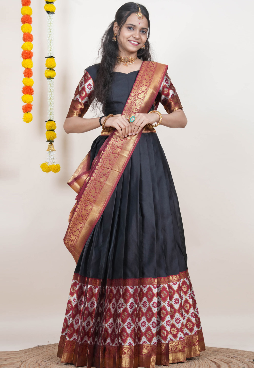 Black Silk A Line Lehenga Choli 312467