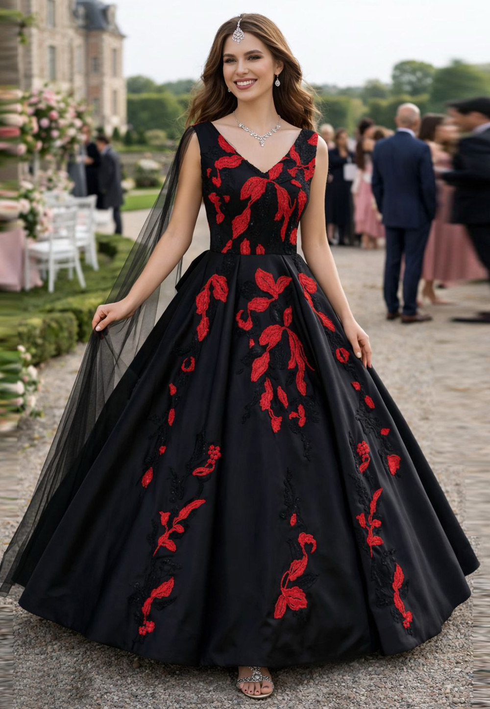 Black Silk Designer Gown 327358