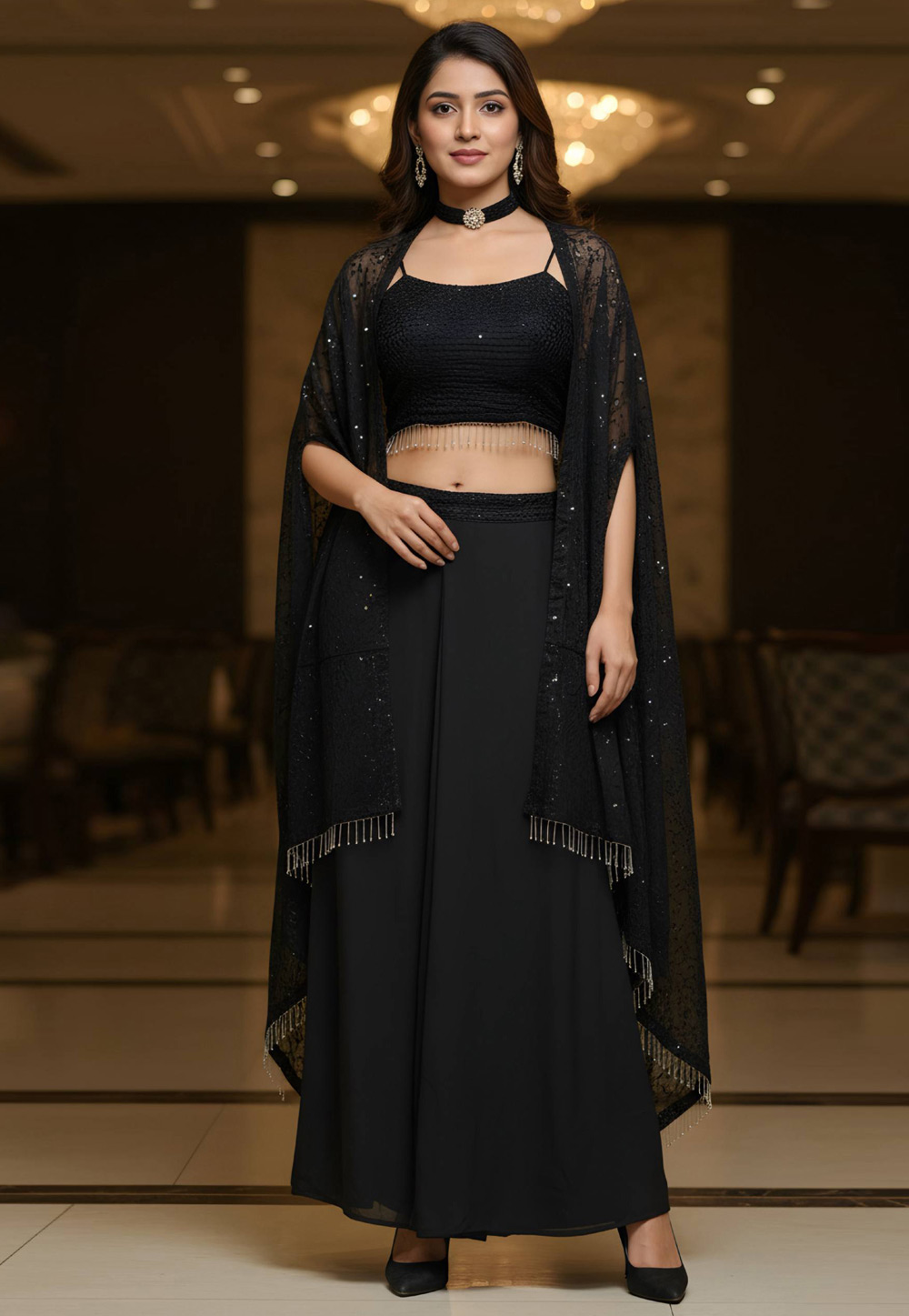 Black Silk Jacket Style Lehenga Choli 318151