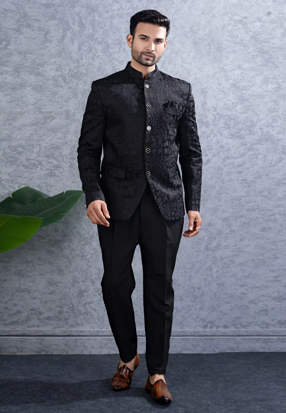 Black Silk Jodhpuri Suit 316510