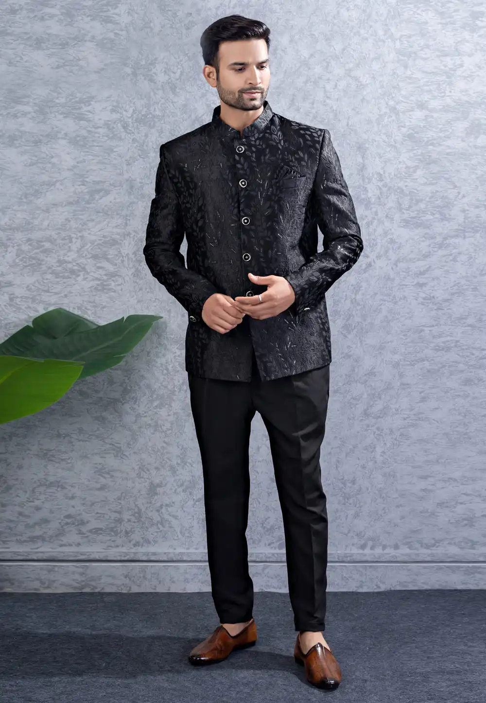 Black Silk Jodhpuri Suit 316511