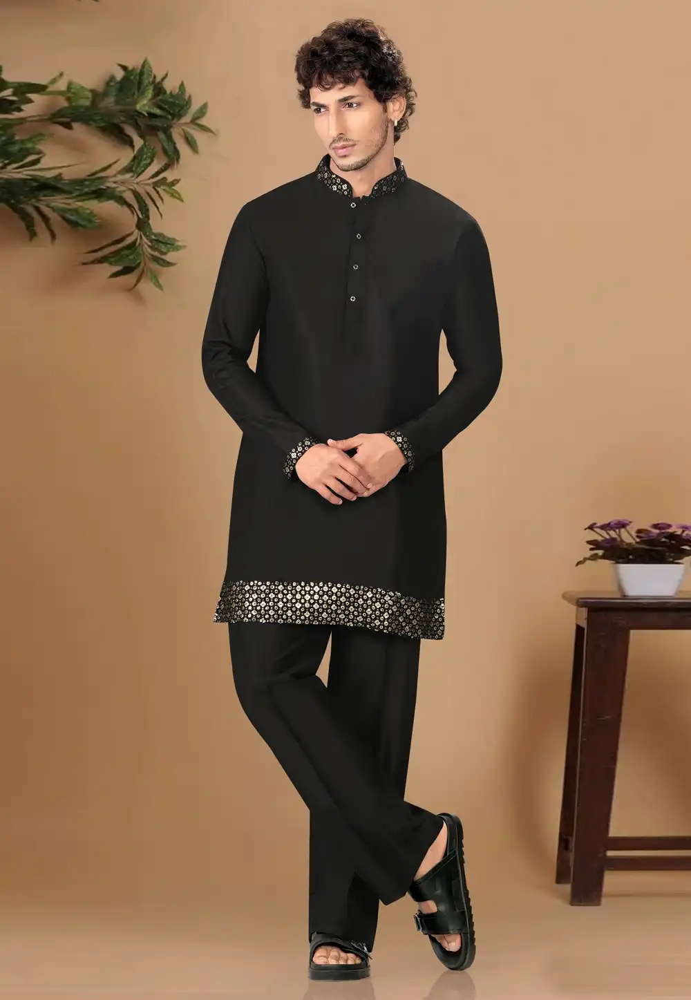 Black Silk Kurta Pajama 325849