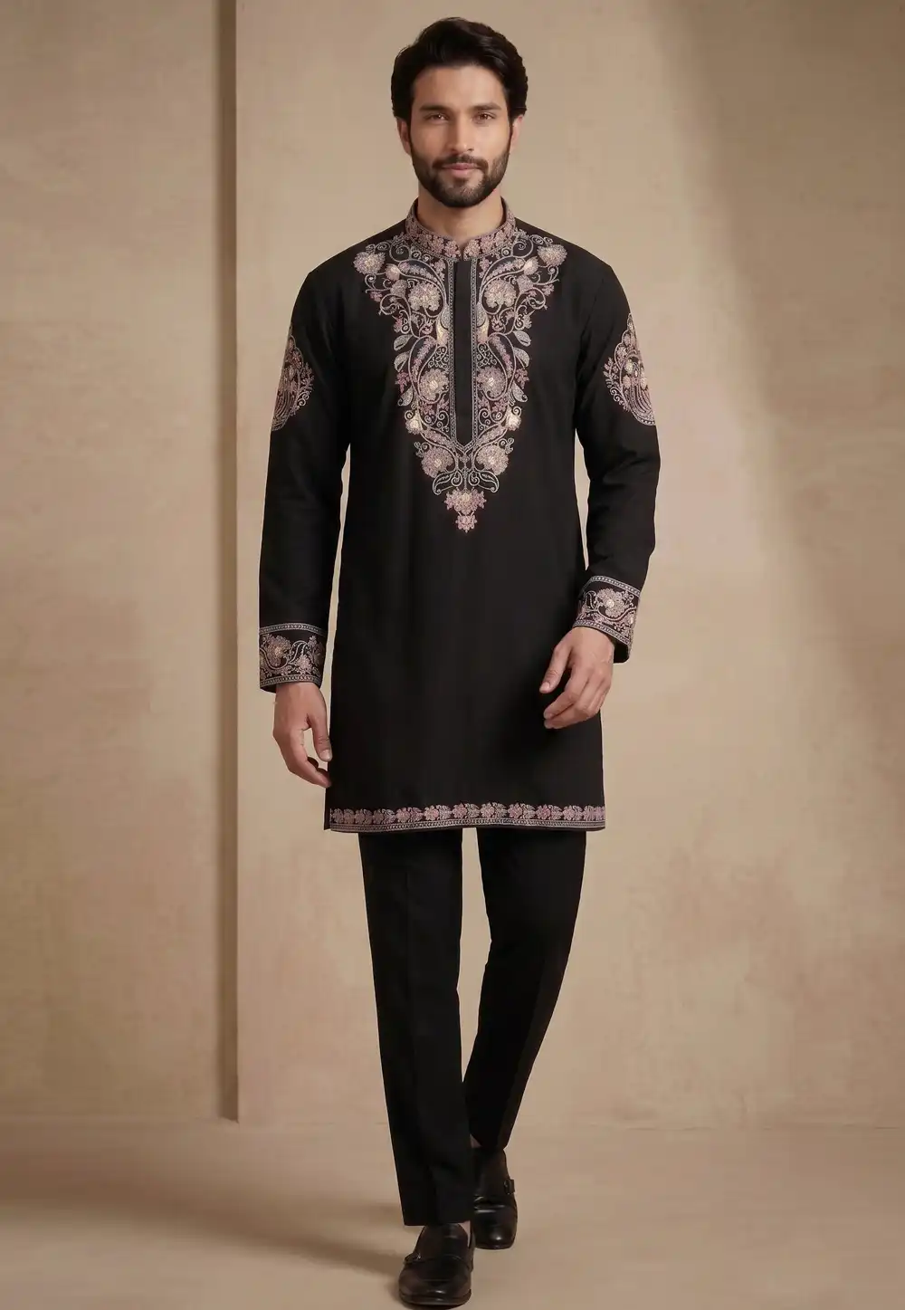 Black Silk Kurta Pajama 329871