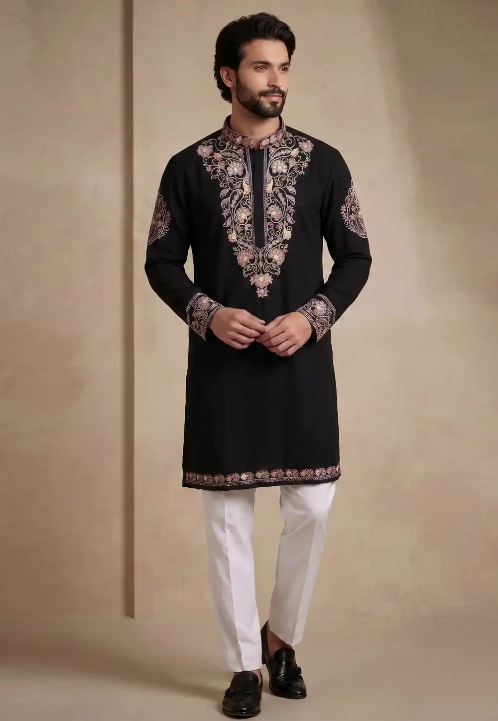 Black Silk Kurta Pajama 329872
